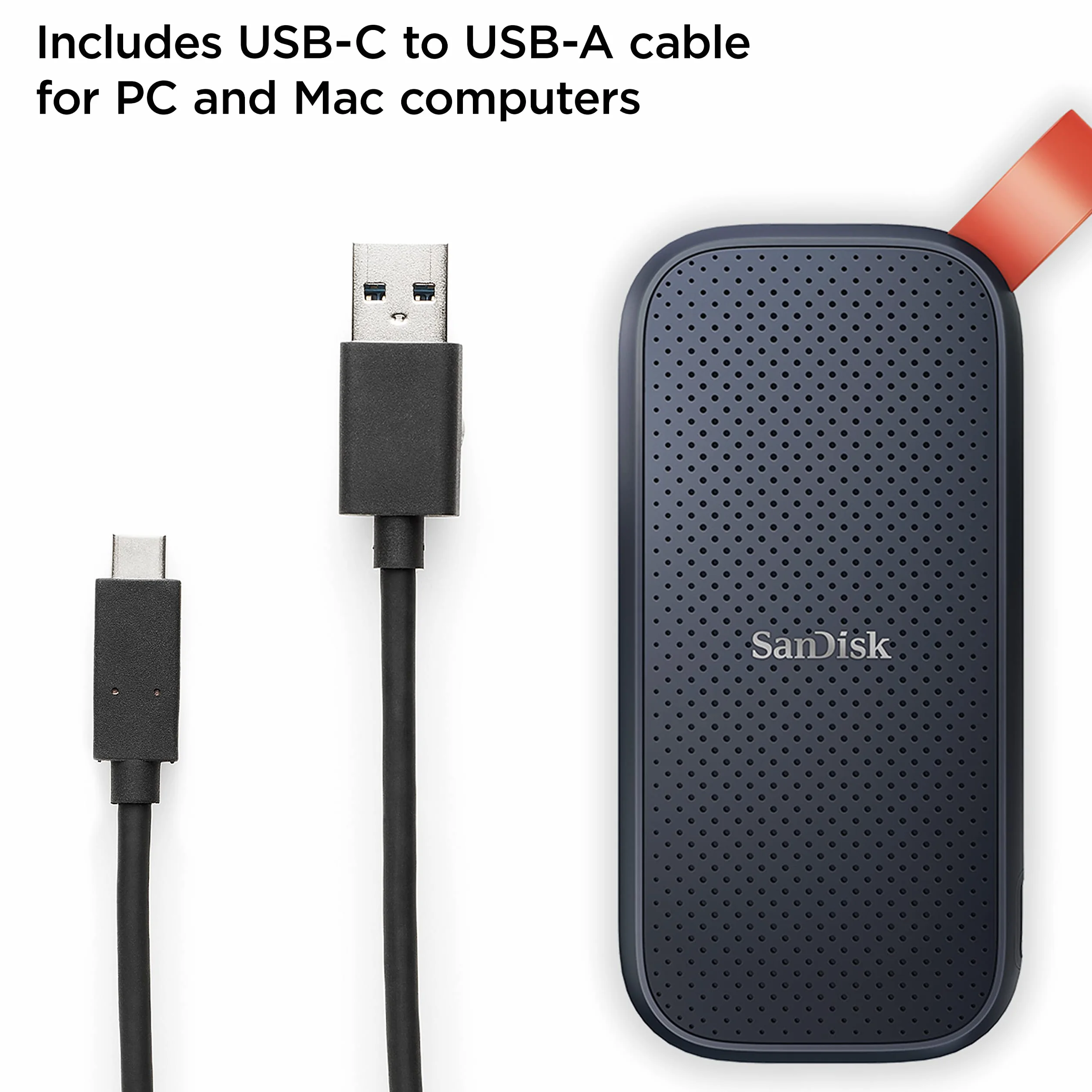 SanDisk 2TB Portable SSD external SSD USB 3.2 Gen 2 up to 520 MB/s read speeds, Black