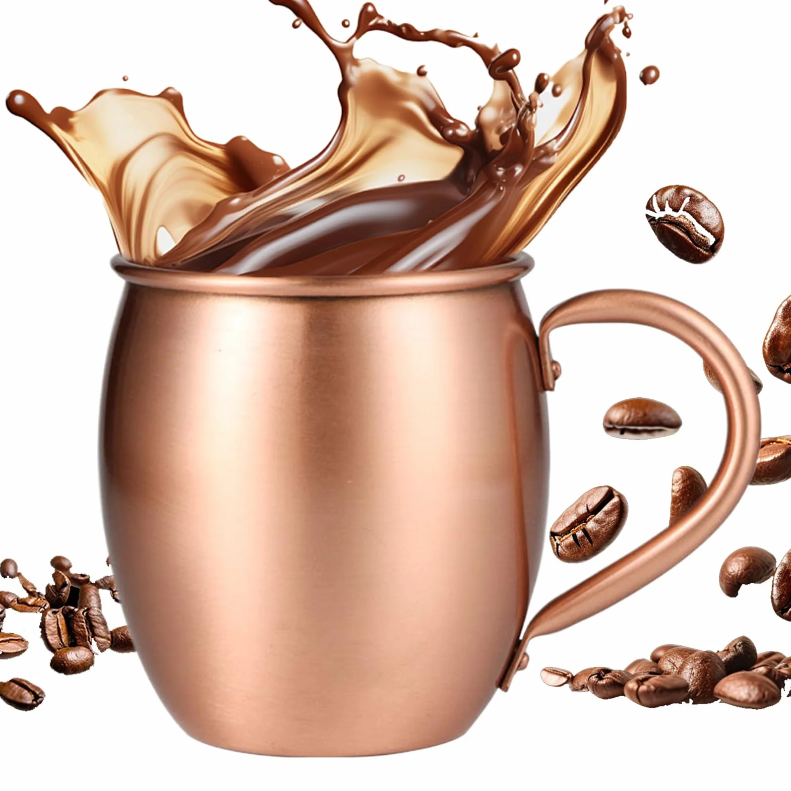 Kubki miedziane Mule - 530ml ręcznie wykonane młotkowane naczynia do picia do kuchni i baru | Klasyczny styl Moscow Mule z gładkim uchwytem, idealne do wody, herbaty, piwa, koktajli i świątecznego