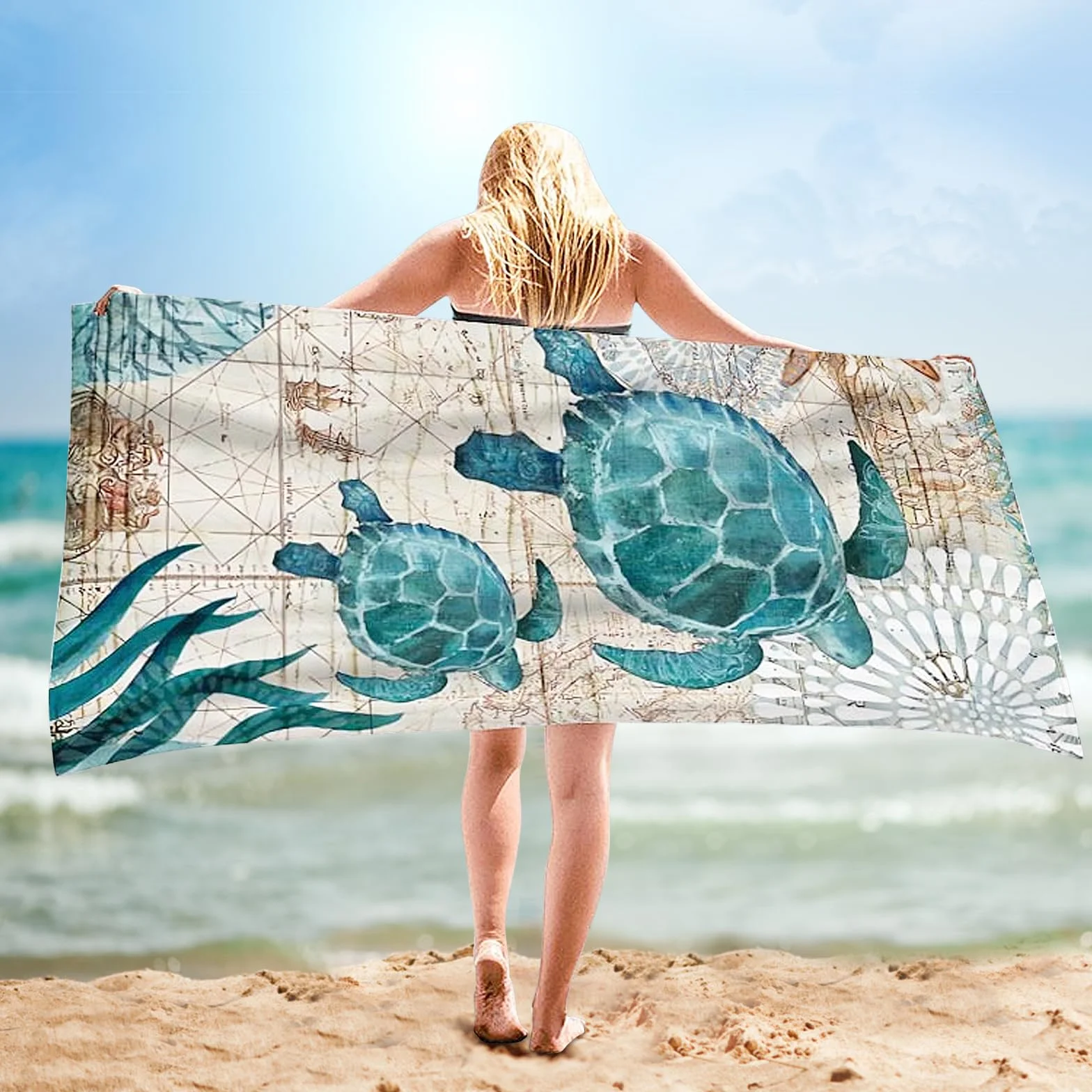 Ręcznik plażowy z mikrofibry, 75 x 150 cm, duży, szybkoschnący, bez piasku, lekki ręcznik podróżny, ręcznik kąpielowy, ręczniki plażowe dla dorosłych ręcznik basenowy na plażę, basen, siłownię