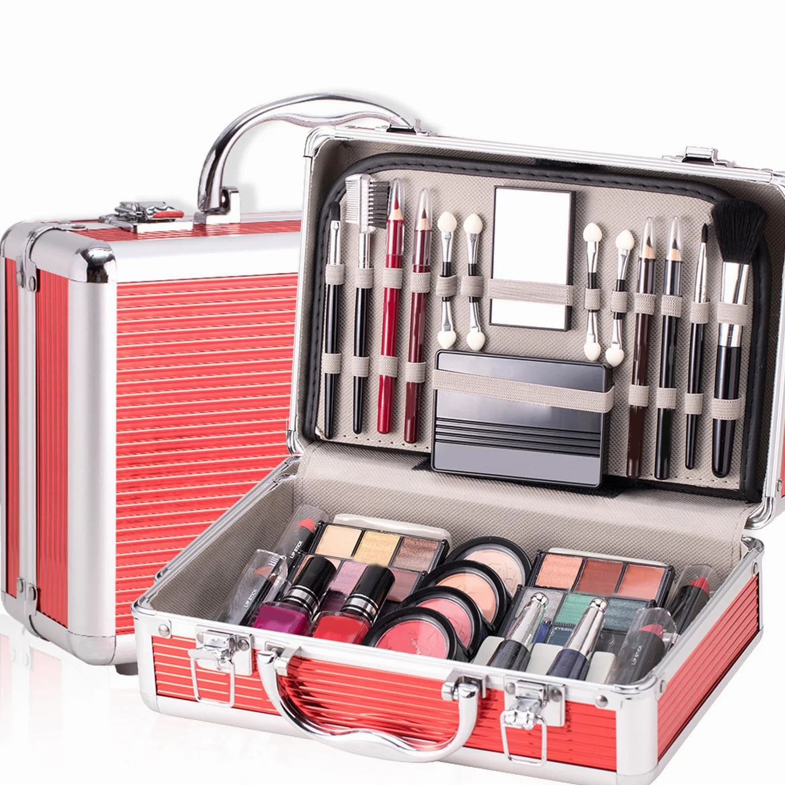 Zestaw szminki do różu Eyeshadow, zestaw do ołówków i pędzli, kompletny | zestaw do makijażu dla początkujących, przenośny zestaw do makijażu dla nastolatków 122,8 g dla nastolatków, kobiet i dziewcz