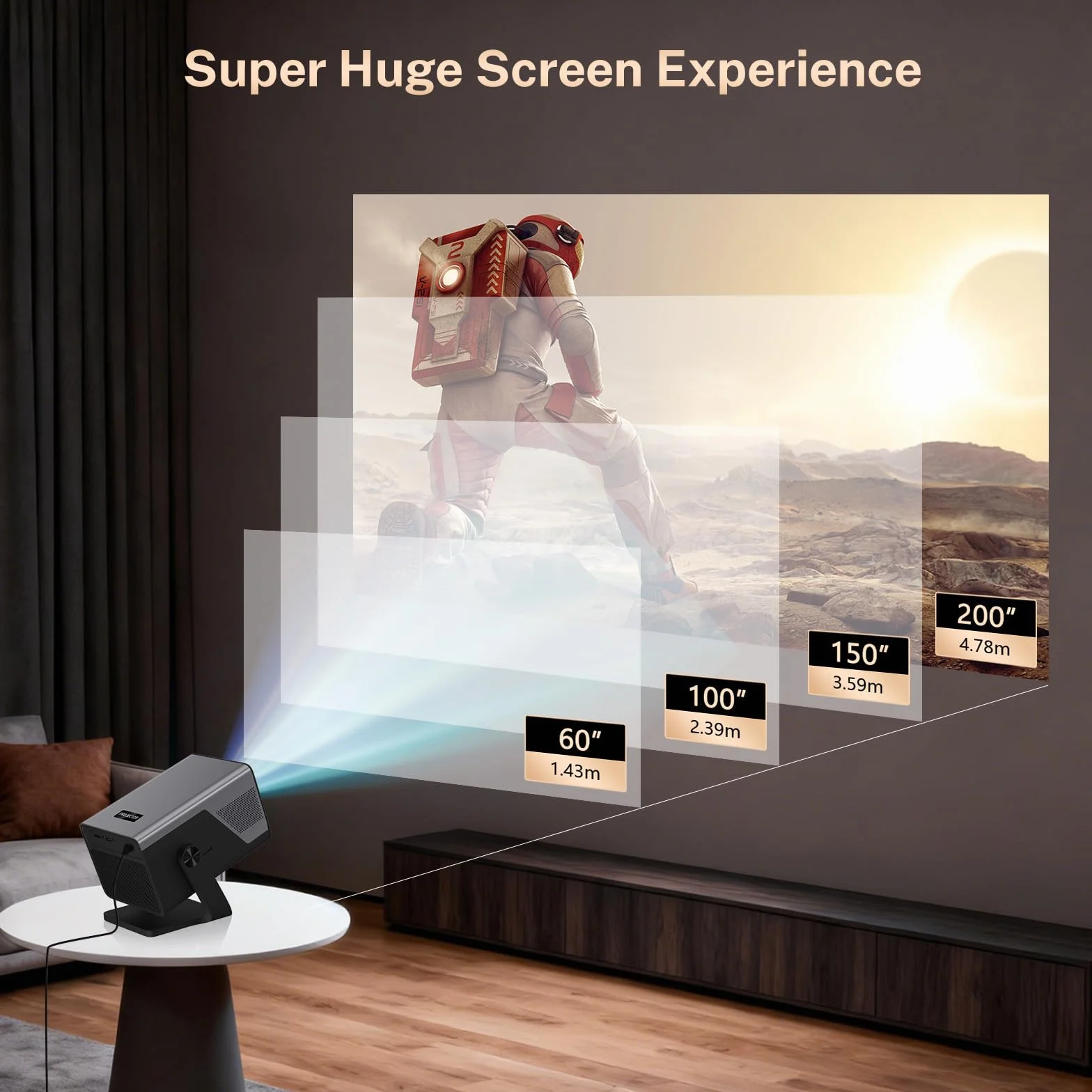2026 nowy projektor 2000ANSI Smart Projektor Full HD Native 1080p Android14, wbudowane aplikacje autofokus/obsługa Keystone 4K, projektor kina domowego WiFi6 i Bluetooth 5.4, do iOS/Switch/PS5