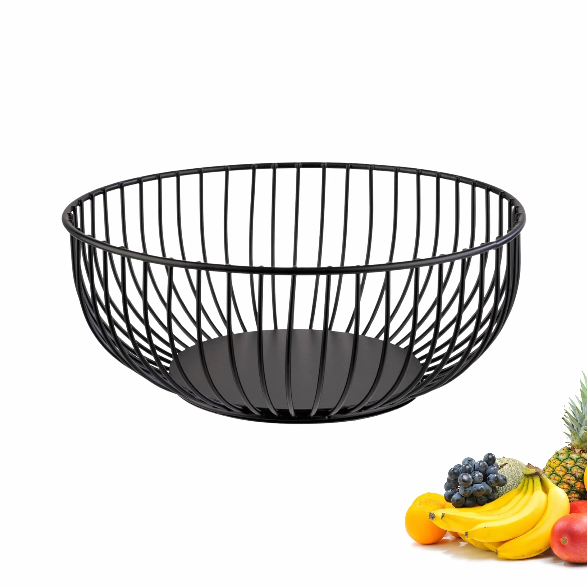 Westmark Kosz druciany Lumos mały – stylowa miska na owoce i kosz na chleb – dekoracyjny metalowy kosz na owoce, warzywa, chleb i bułki – czarny, 20 cm