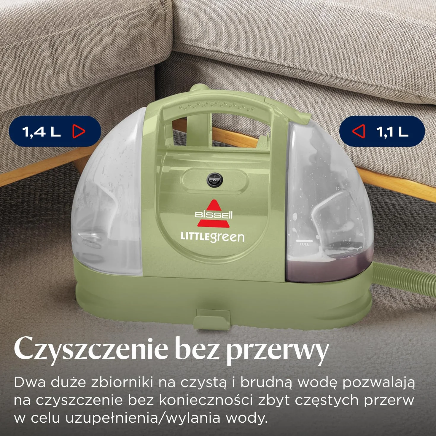 BISSELL Little Green Odkurzacz Piorący 340W 4098N do Tapicerki Dywanów Samochodów