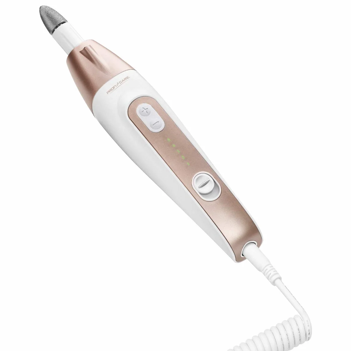 ProfiCare PC-MPS 3004 elektryczny zestaw do manicure/pedicure z 7 końcówkami do pielęgnacji paznokci, 5 poziomami, światłem LED i poręczną torbą do przechowywania