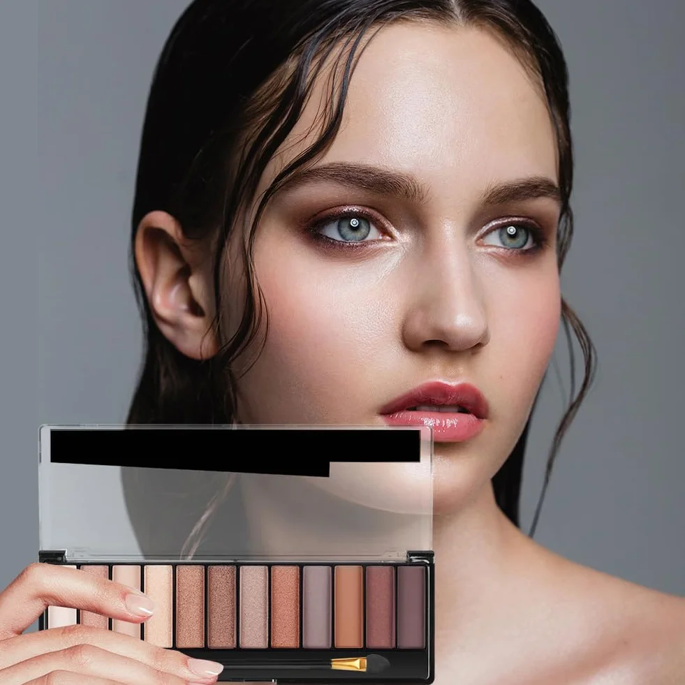 T Paleta cieni do powiek, zestaw cieni do powiek, 12 odcieni, zestaw do makijażu oczu dla naturalnego wyglądu i długotrwałych odcieni, matowe i błyszczące wykończenie, przenośne palety cieni do