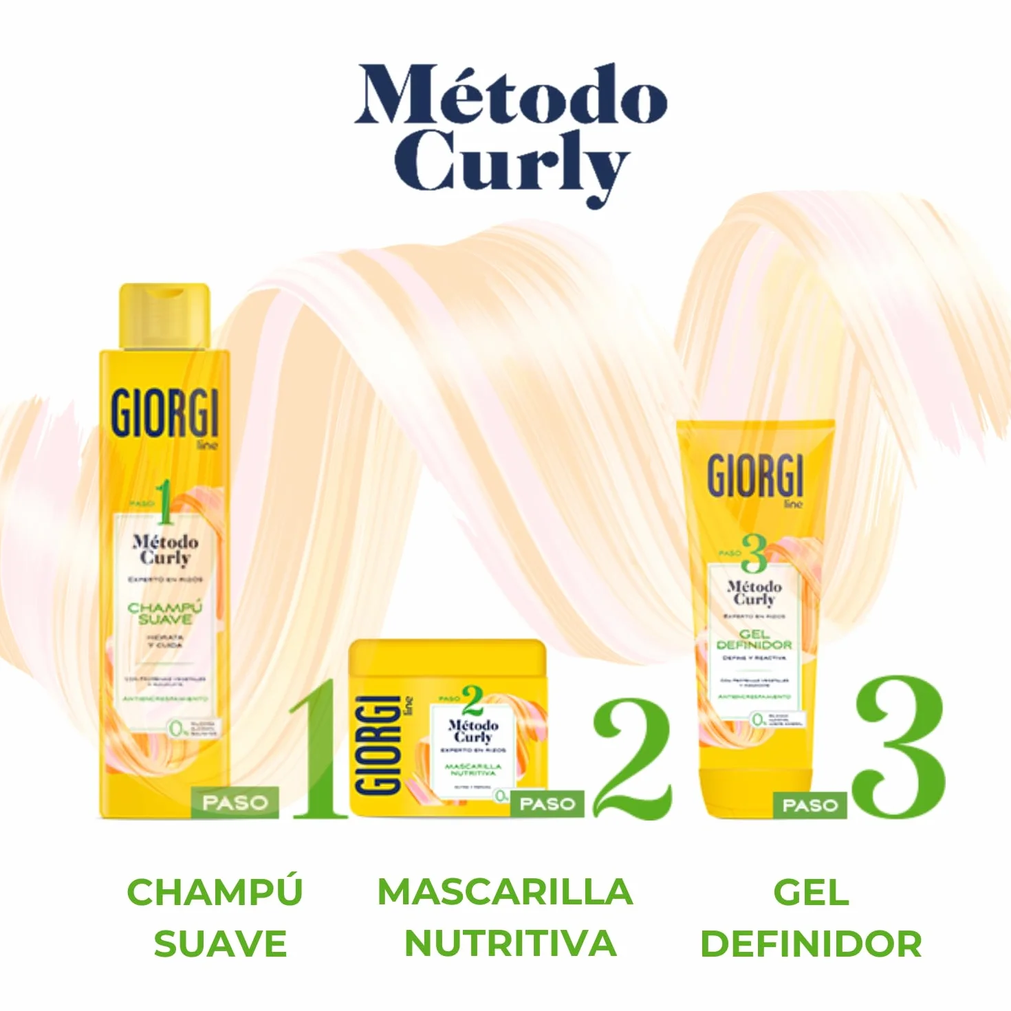 GIORGI Line - Zestaw startowy do metody Curly w 3 krokach | Zestaw upominkowy dla Spektakularne Loki, 0% Alkohol, 0% Silikony, 0% Siarczany, Z Białkiem Roślinnym i Awokado - 950 ml