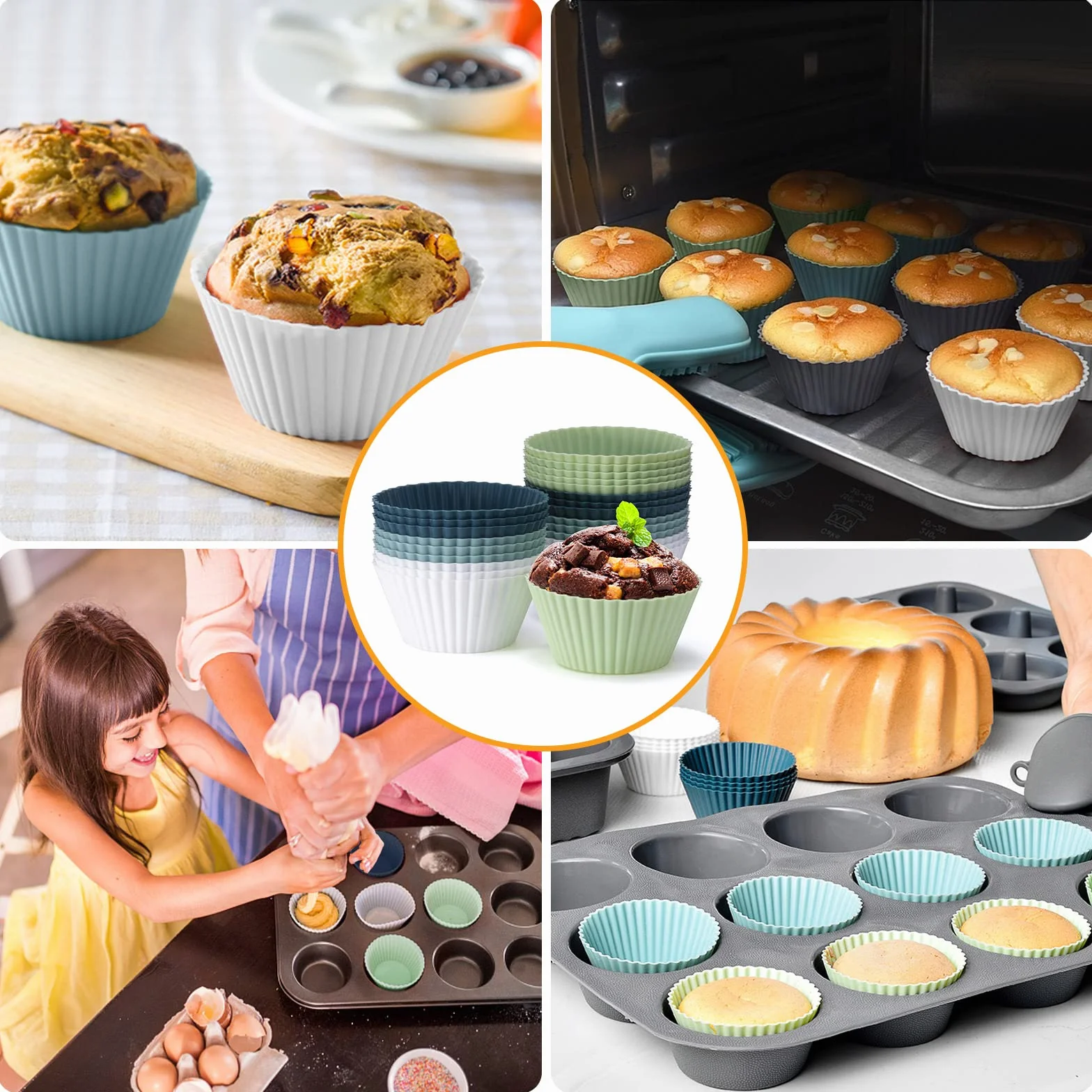 Silikonowe formy do muffinek 24 opakowania bez BPA wielokrotnego użytku