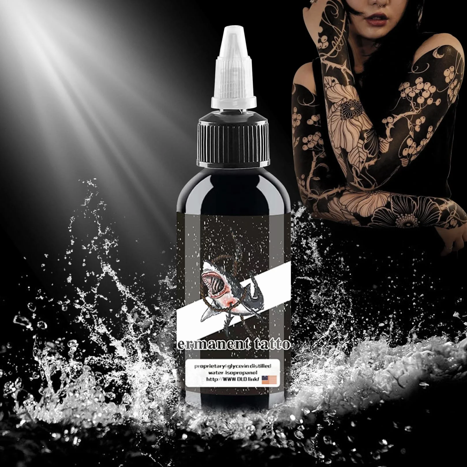 Czarny atrament do tatuażu, dynamiczny, trwały makijaż ciała do podszewki i cieniowania, atrament do tatuażu, Veggie Tribal Ink (30 ml)