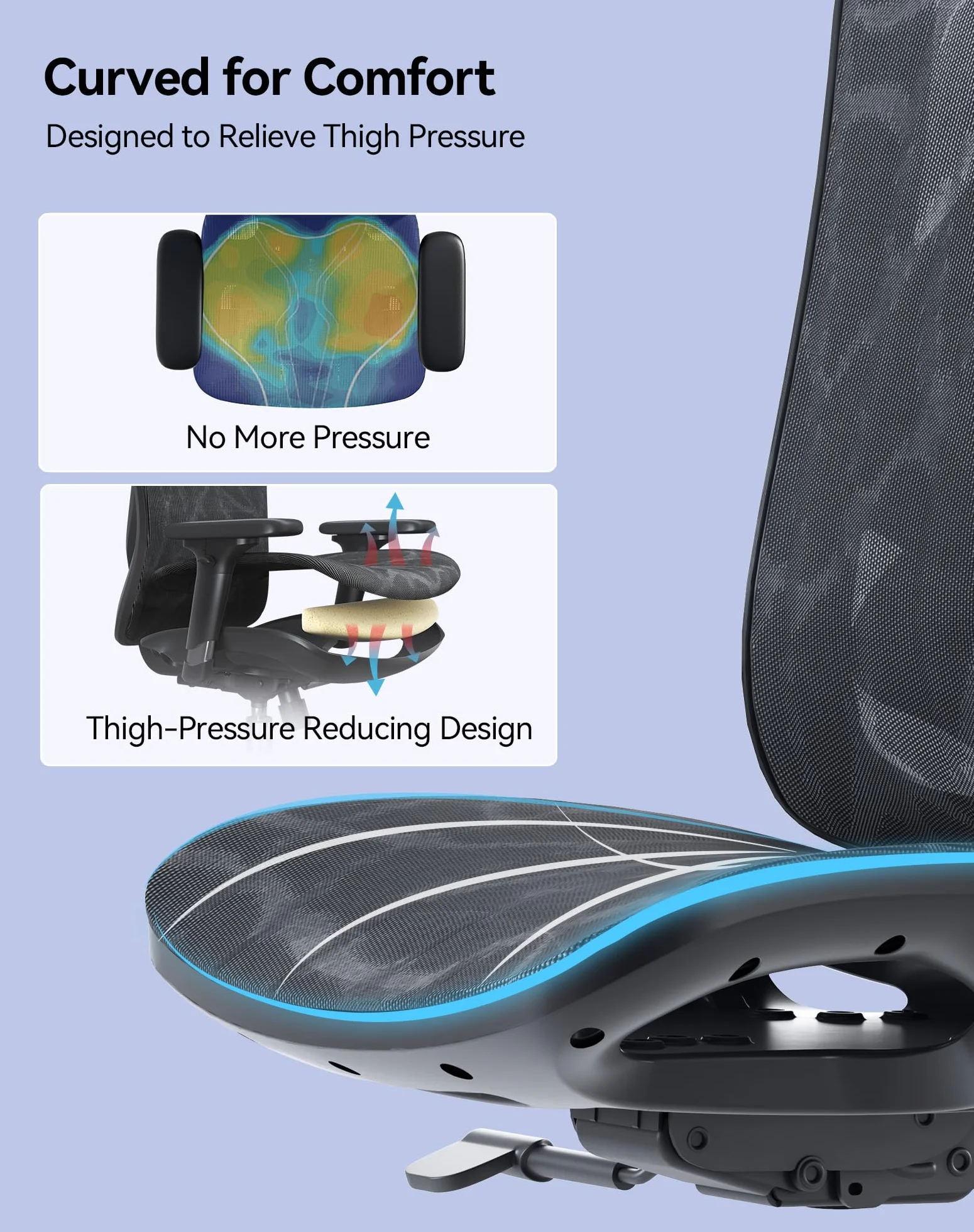 SIHOO M57 Ergonomiczne krzesło biurowe z regulowanym podłokietnikiem 3D, podparciem lędźwiowym, siatkowe oparcie, 150 kg, czarne