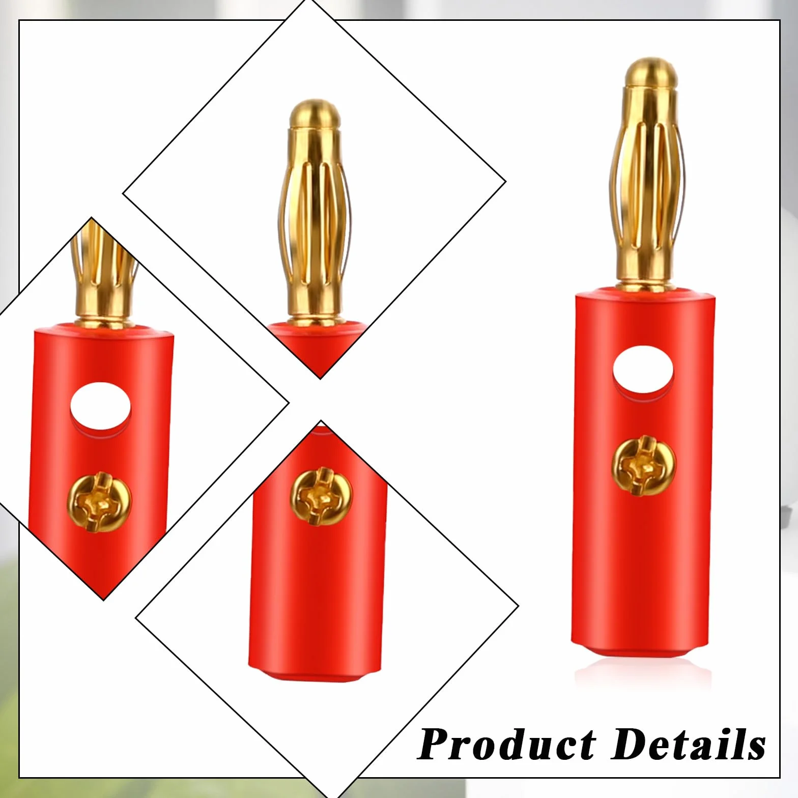 cobee Wtyk bananowy 4 mm, 10 szt. 4 mm głośnik wtyczka bananowa wtyczka bananowa wtyczka do głośnika przewód pozłacany przewód wtyk bananowy (złoty)