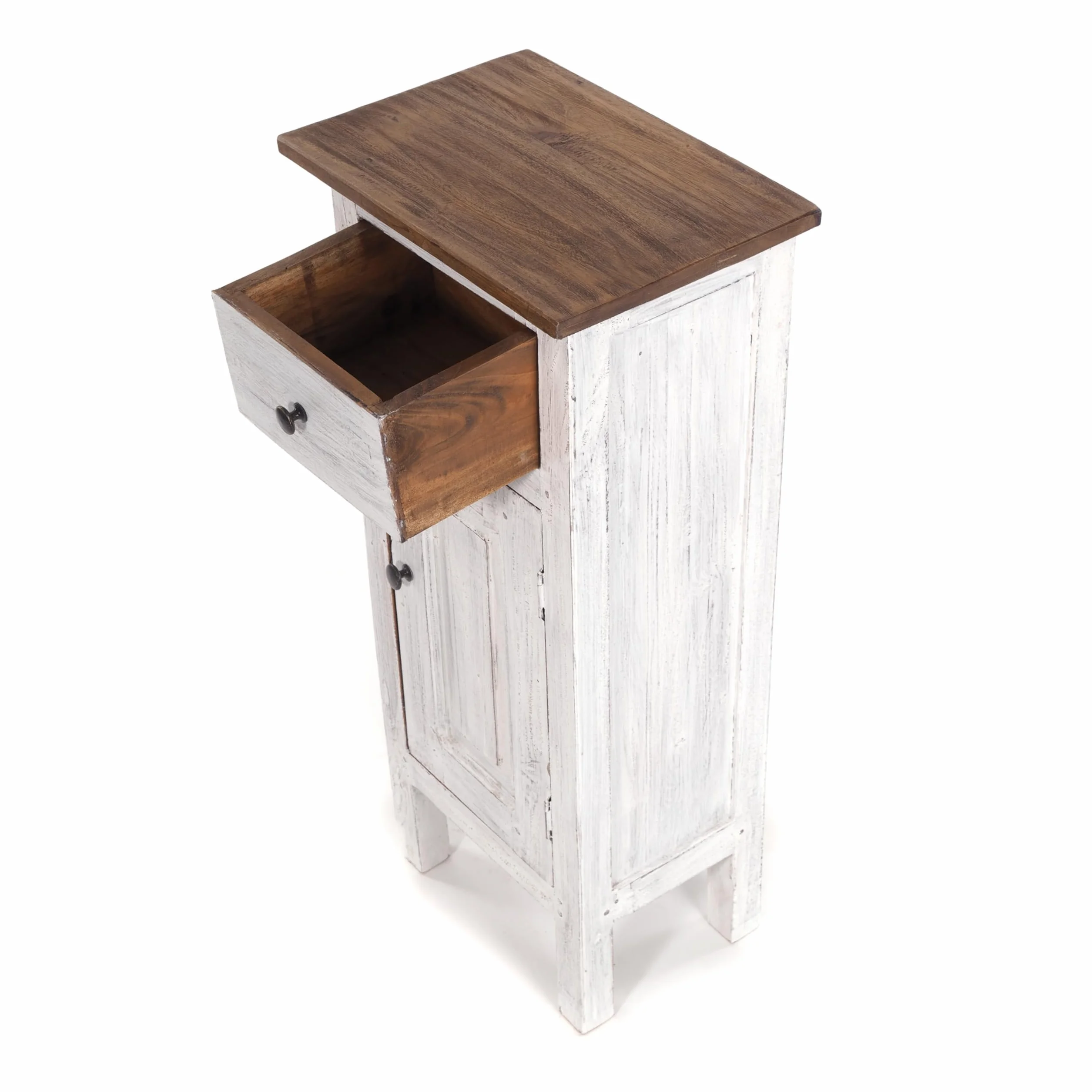 Flurschrank Plant 80 80x36x25 cm mahagoni z recyklingu szafka przedsionkowa shabby chic kolor 05 biały-naturalny