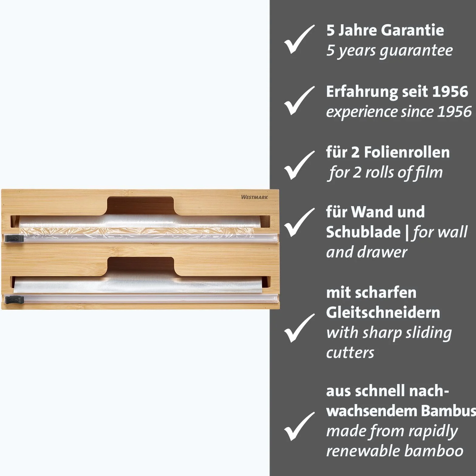 Westmark Dyspenser do folii aluminiowej i spożywczej z obcinaczem, bambus, do 31 cm
