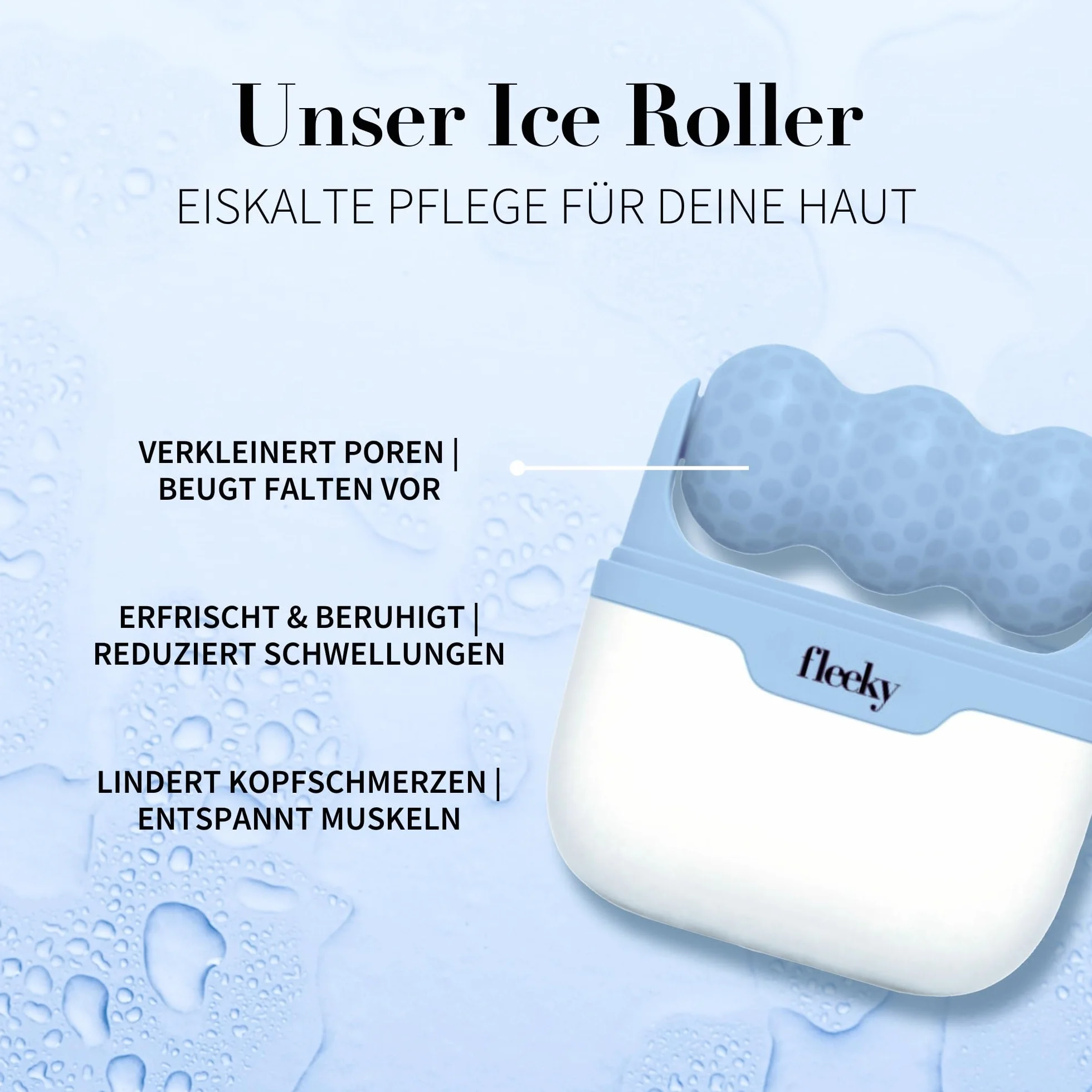 FLEEKY Ice Roller do twarzy – wałek do masażu twarzy przeciwko workom pod oczami i zmarszczkom – wałek do masażu twarzy zapobiegający starzeniu się, ujędrnianiu twarzy i lodzeniu twarzy – idealny w