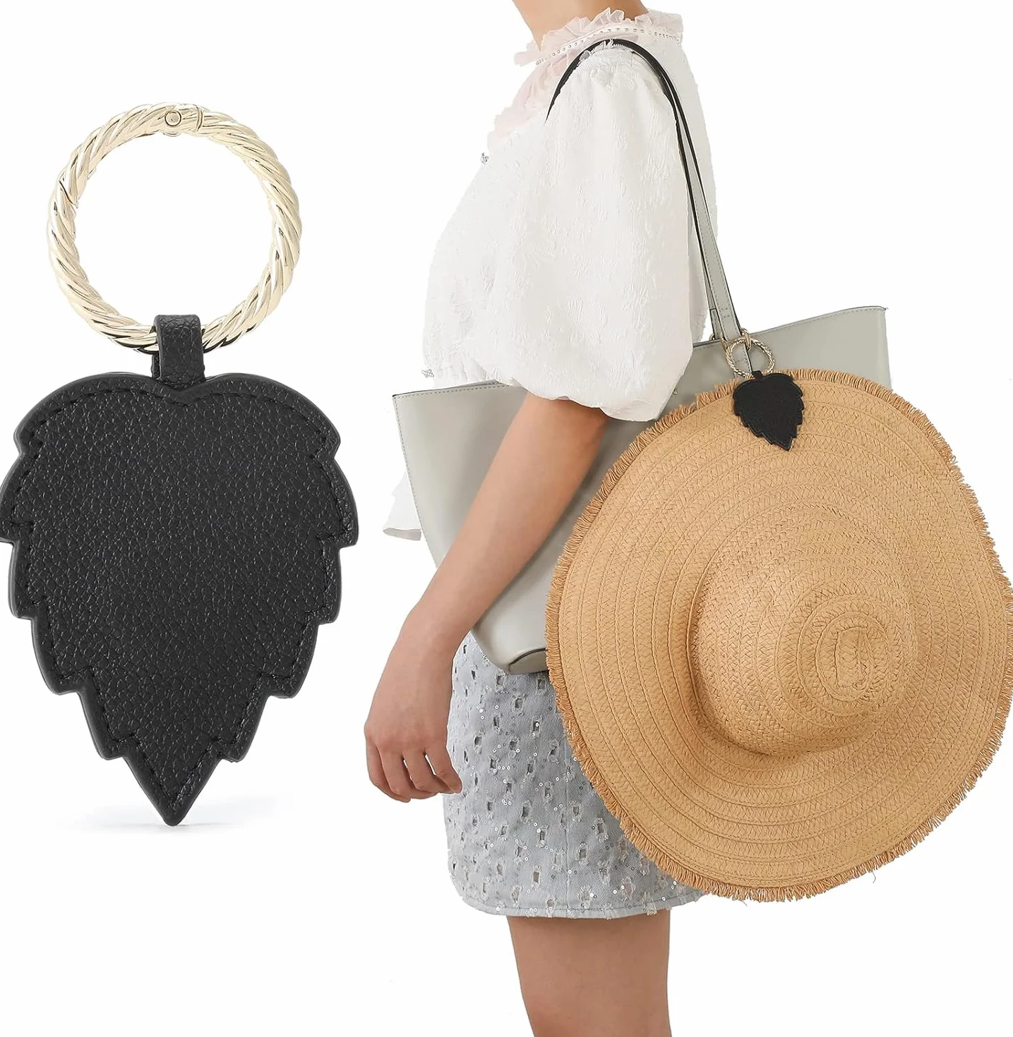 2 sztuki Travel Magnetic Hat Clip Clip Magnetic Heart, Portable Hat Clip, Women's Bag Hat Clip, Outdoor Travel Clip, męski klips do kapelusza, czarny, brązowy
