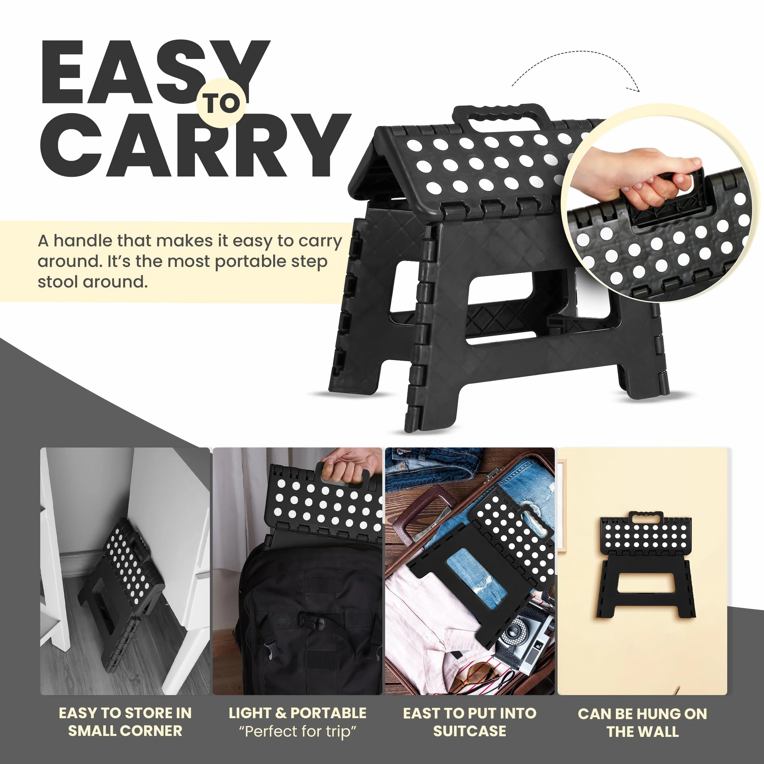 Utopia Home Składany Taboret Schodkowy 23 cm 136 kg Czarny 2 szt