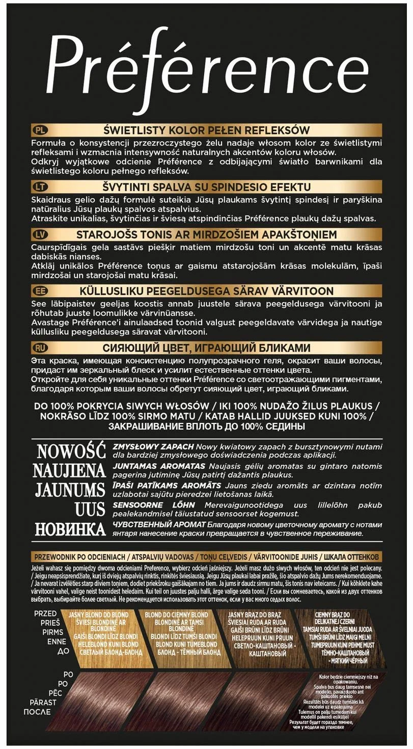 L'Oréal Paris Préférence 6.21 ZURICH farba do włosów Zimny Opalizujący Bardzo Jasny Brąz