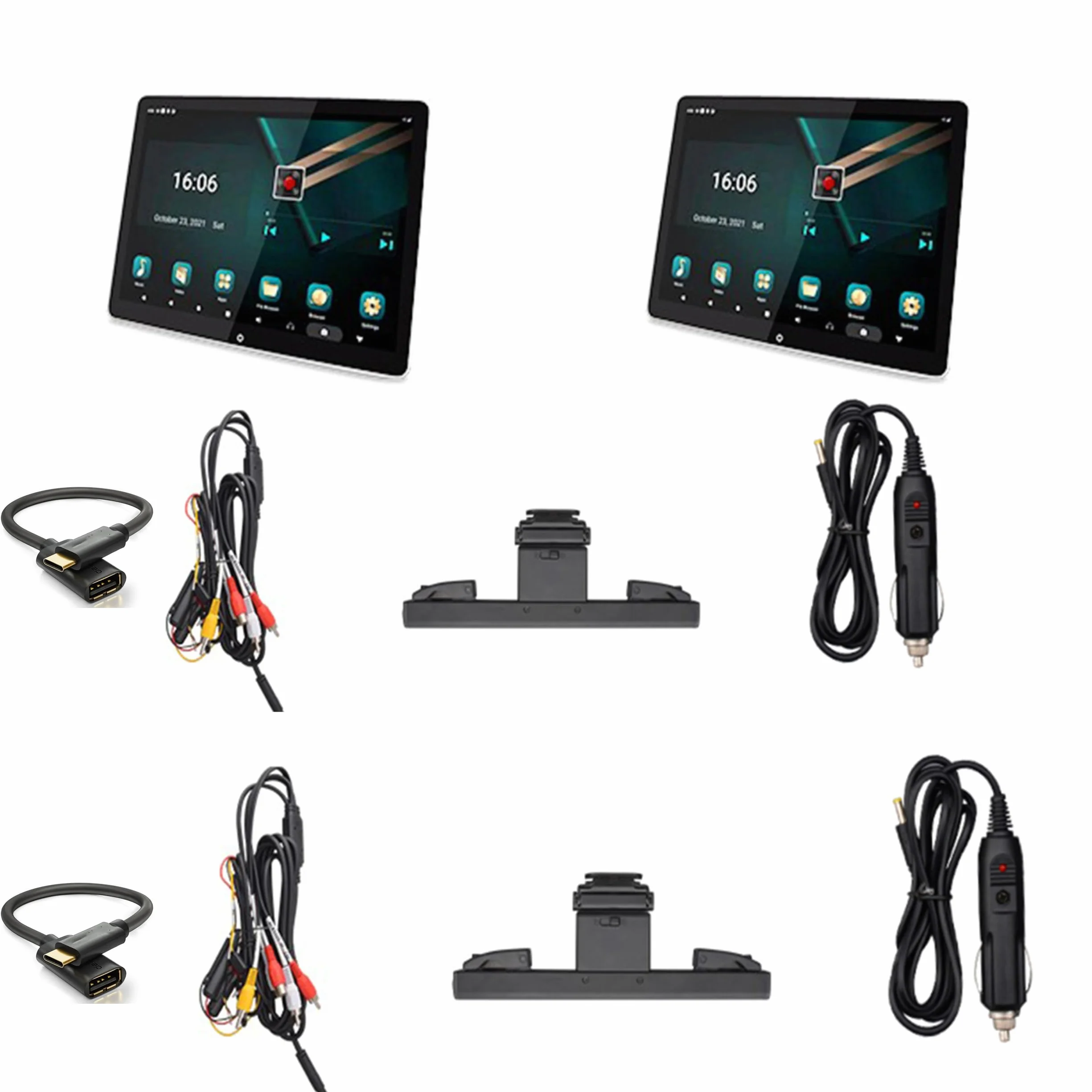 Zestaw 2 x zagłówek samochodowy monitor 10,5" ekran dotykowy Android Bluetooth WiFi 4G LTE