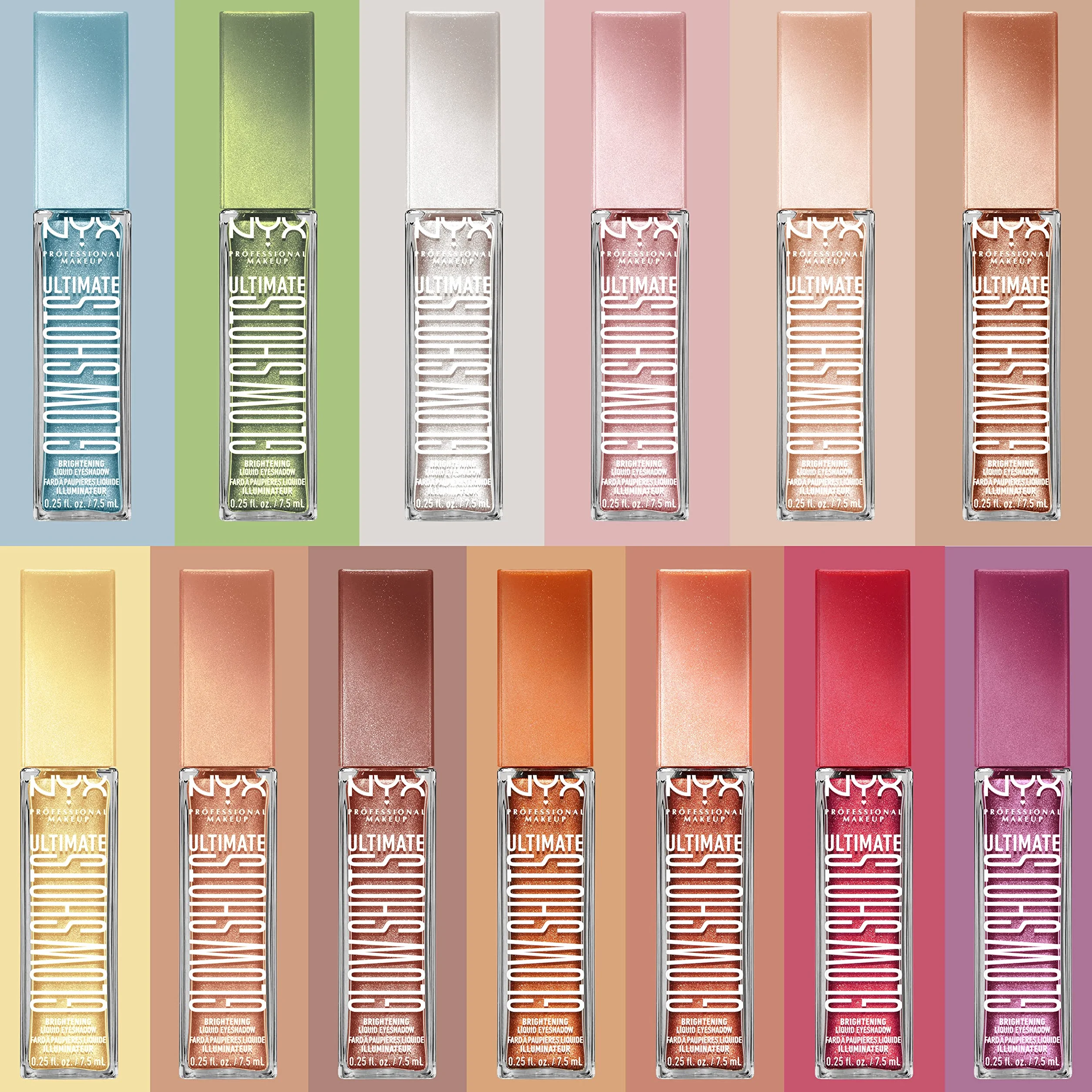 NYX Professional Makeup Płynny cień do powiek, długotrwały 12h, bez okruchów i wypadania, z witaminą C, Ultimate Glow Shots, Golden Goji