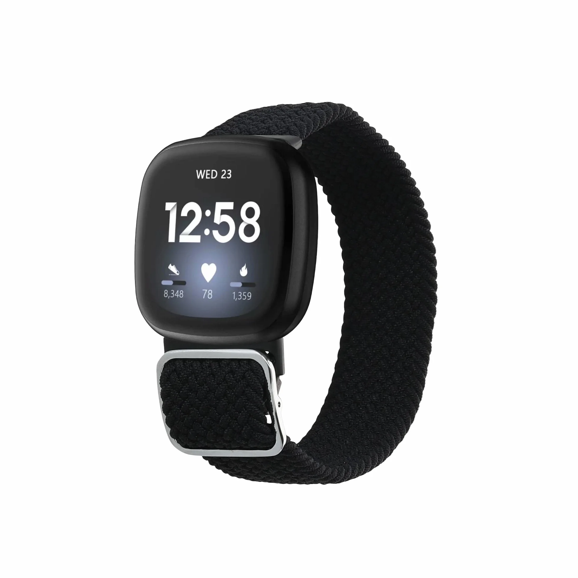 kwmobile Bransoletka kompatybilna z Fitbit Versa 3 / Sense – nylonowa bransoletka sportowa w kolorze czarnym – wymiary wewnętrzne