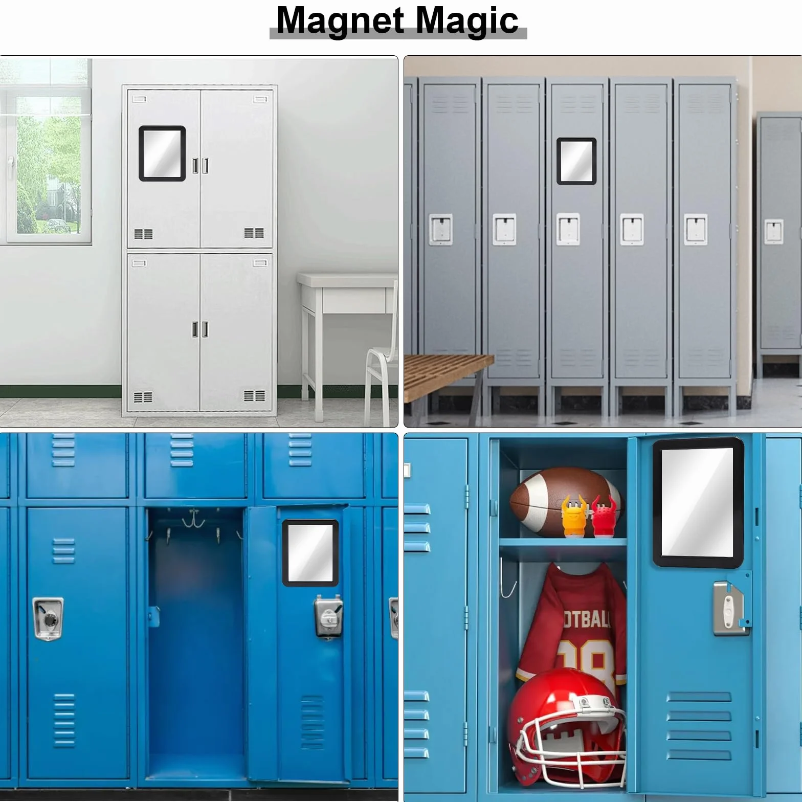 VOSSOT 5 x 7 cali Magnetyczna lustrzanka z szufladą Magnetyczne lusterko podróżne Magnetyczne lusterko do szafy Lusterko do makijażu Duże akrylowe lustro do szafek w siłowni, lodówek, szafek biurowych