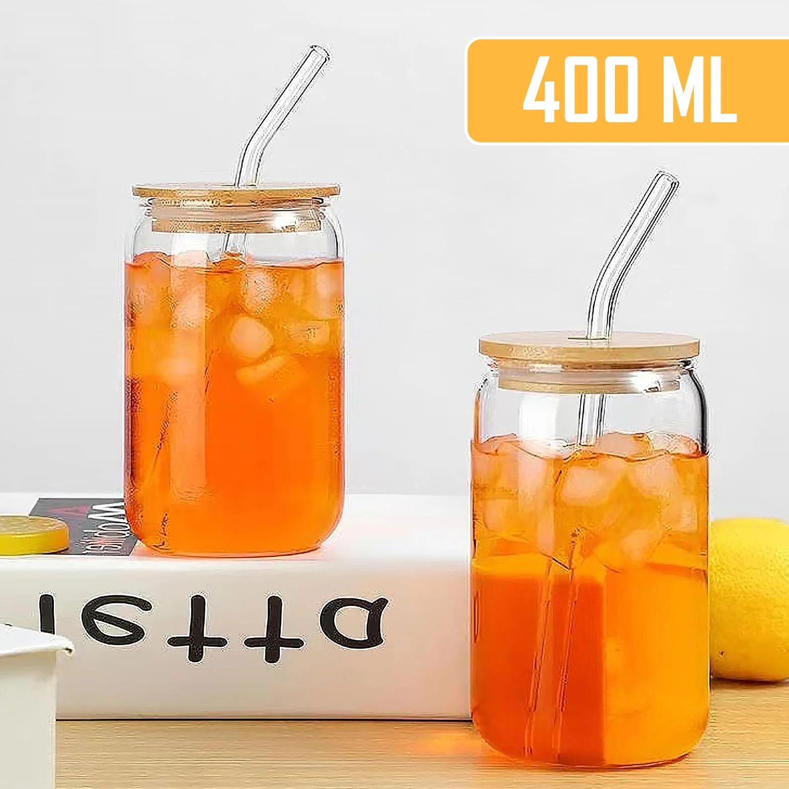 Szklane kubki zestaw 2 szt 500 ml wielokrotnego użytku do kawy koktajli