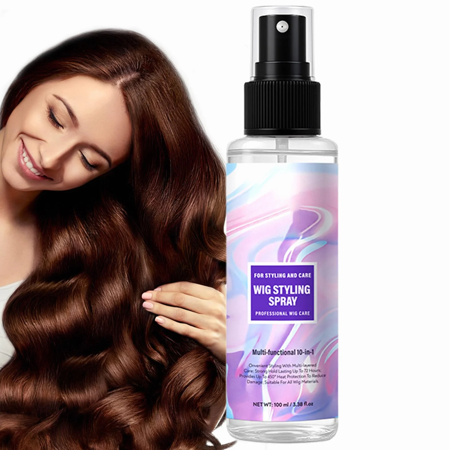 Hair Spray, Wig Spray, 100ml, Shine Without Grease, Gentle on Fibers, Nourishing Hydrating Care for Extensions, Accessories, Women, Men, Travel, Salon, Daily Use, Home, Styling