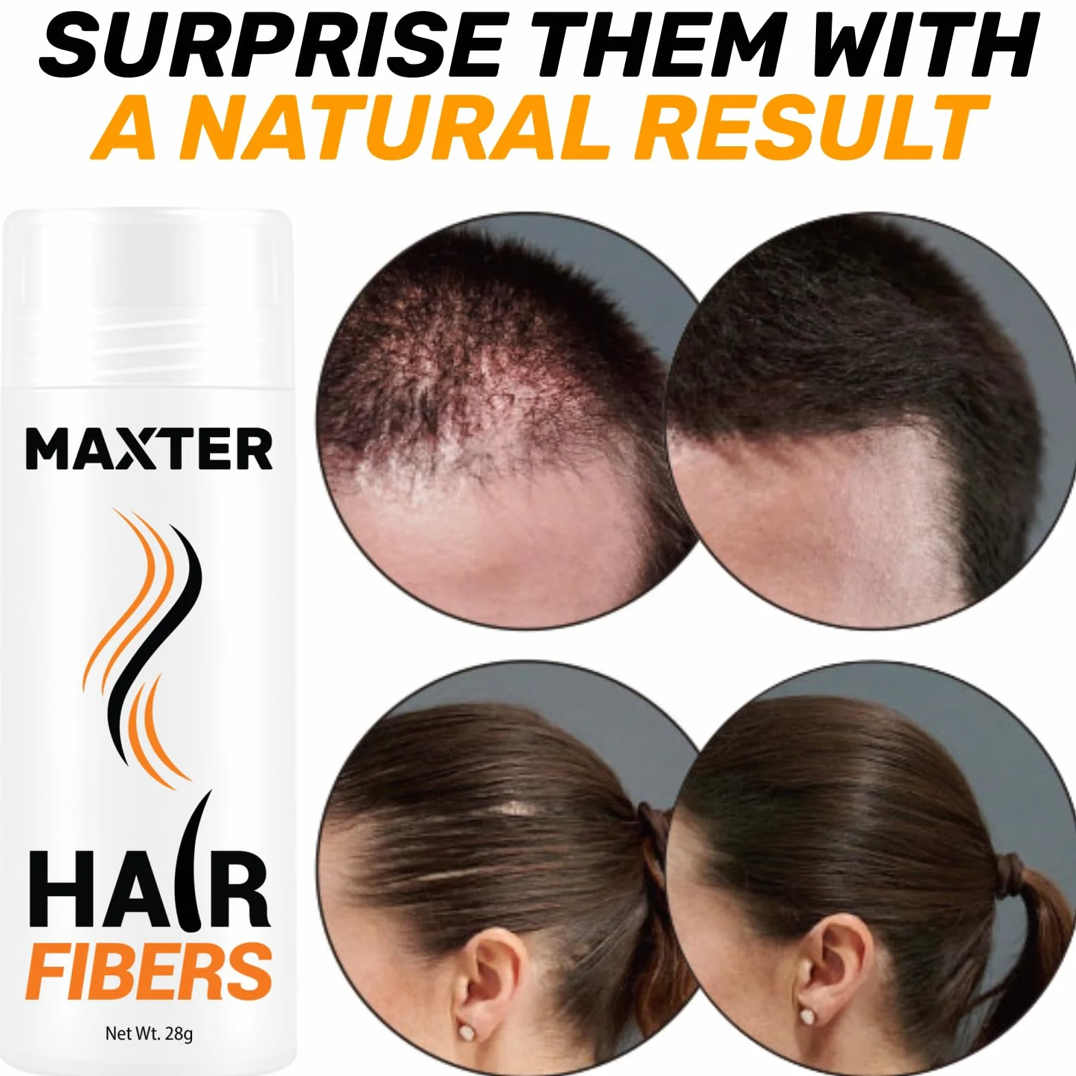 Maxter Puder do zagęszczania włosów – puder do włosów do maskowania wypadania włosów – puder do włosów dla mężczyzn i kobiet – mikrofibra w proszku – Hair Fiber – czarny puder do włosów