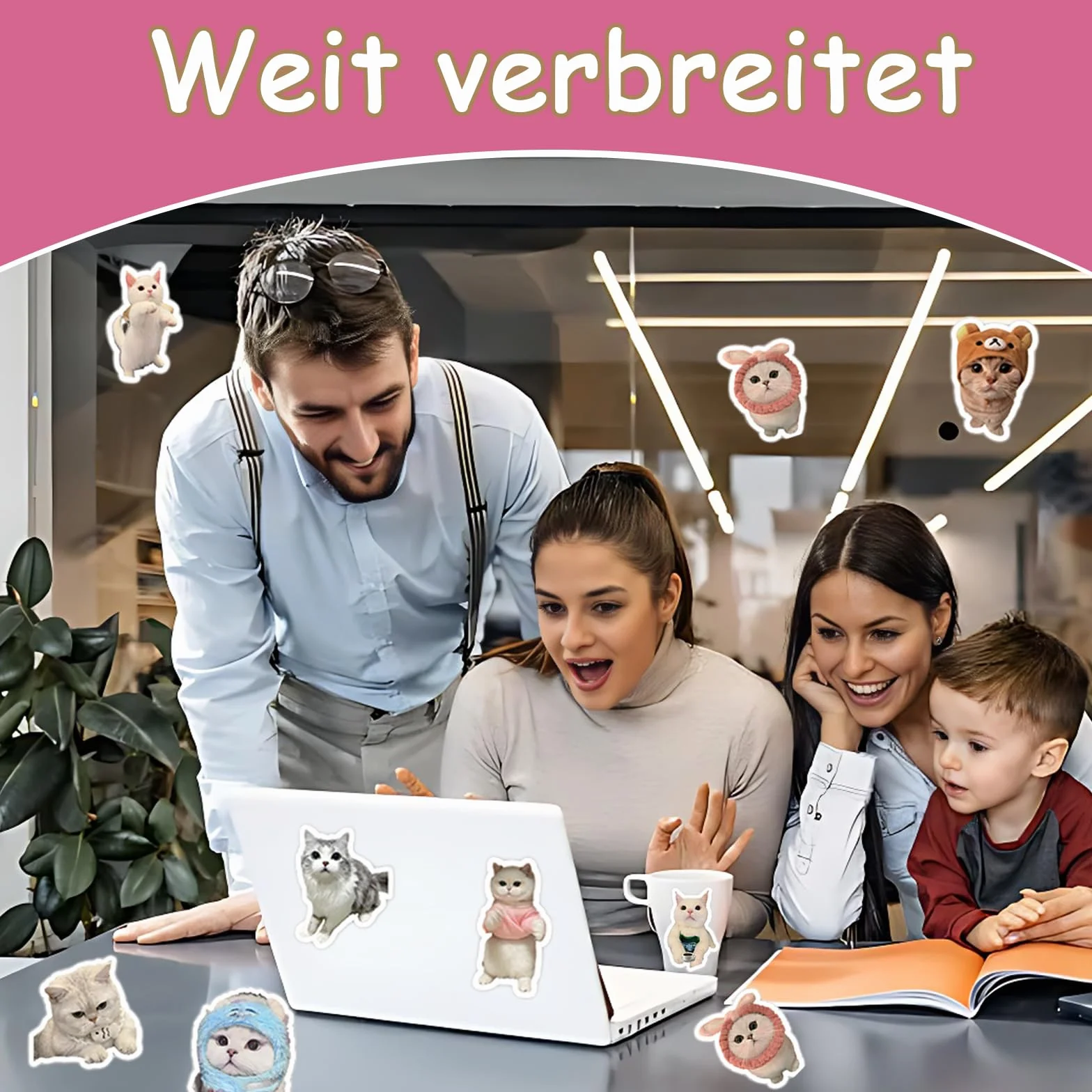 Zestaw 100 naklejek z memem, wodoodporne, winylowe, śmieszne, słodkie koty, naklejki na butelki z wodą, laptop, telefon, gitarę, walizkę, etui na telefon komórkowy