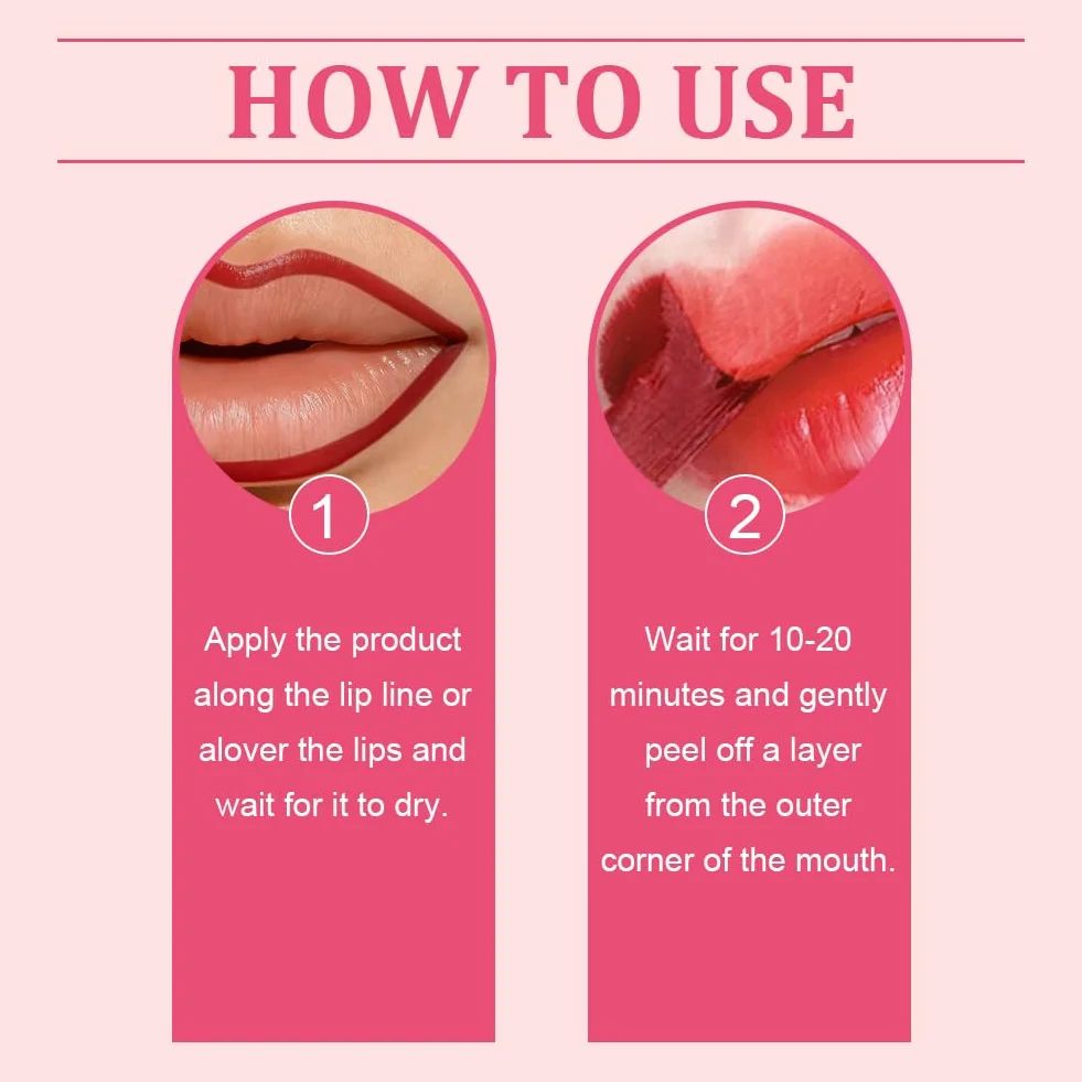 Peel Off Lip Stain Zestaw 5 Kolorów, Odciek do ust z matowym wykończeniem, długotrwały i wodoodporny, wysoce pigmentowany, błyszczyk do ust pozostanie na cały dzień
