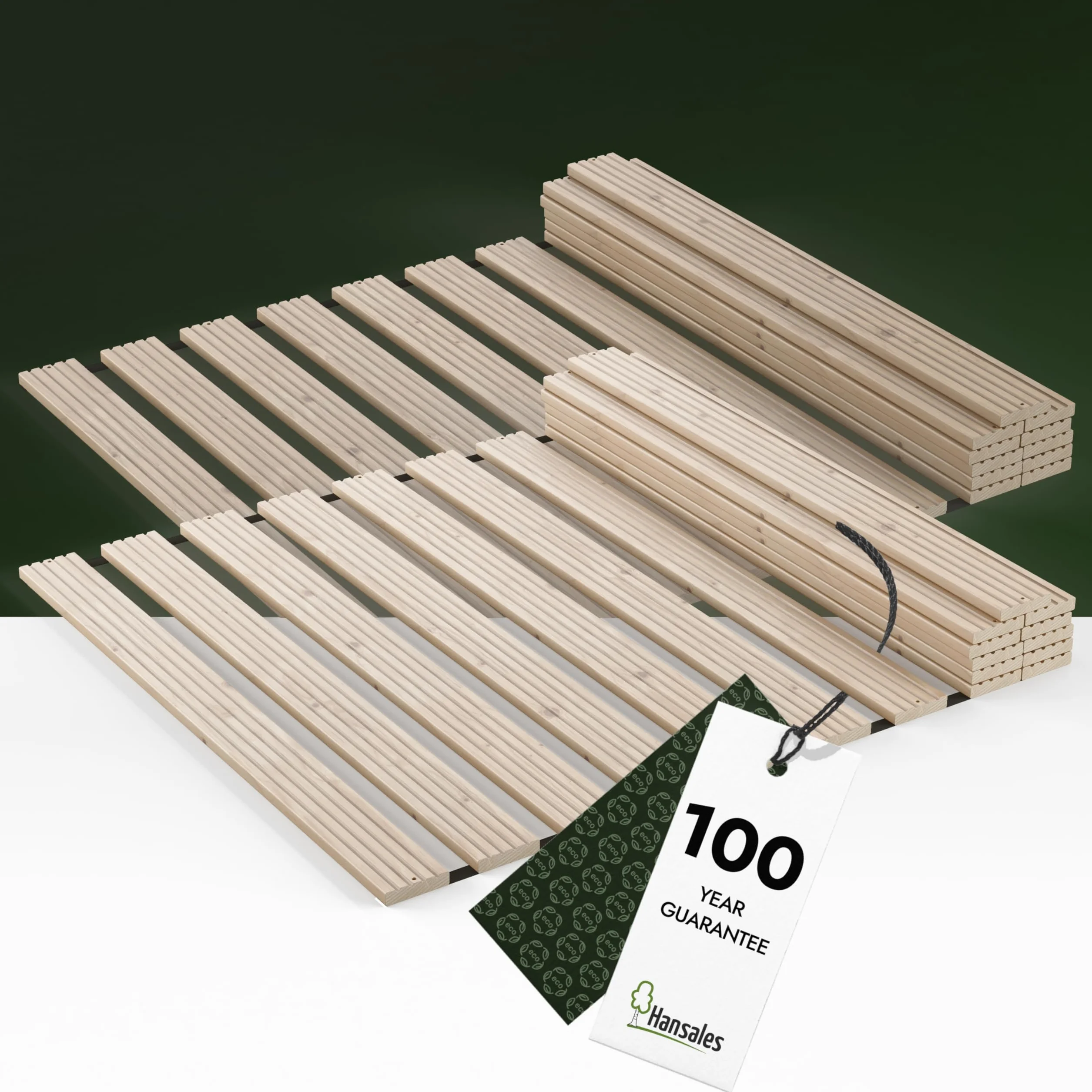 Hansales Stelaż rolowany 140 x 200 cm (70 x 200 2 szt.) Premium, stelaż łóżka obciążalność do 600 kg, wysokiej jakości stelaż z litego drewna świerkowego FSC zwijany stelaż listwowy do łóżka