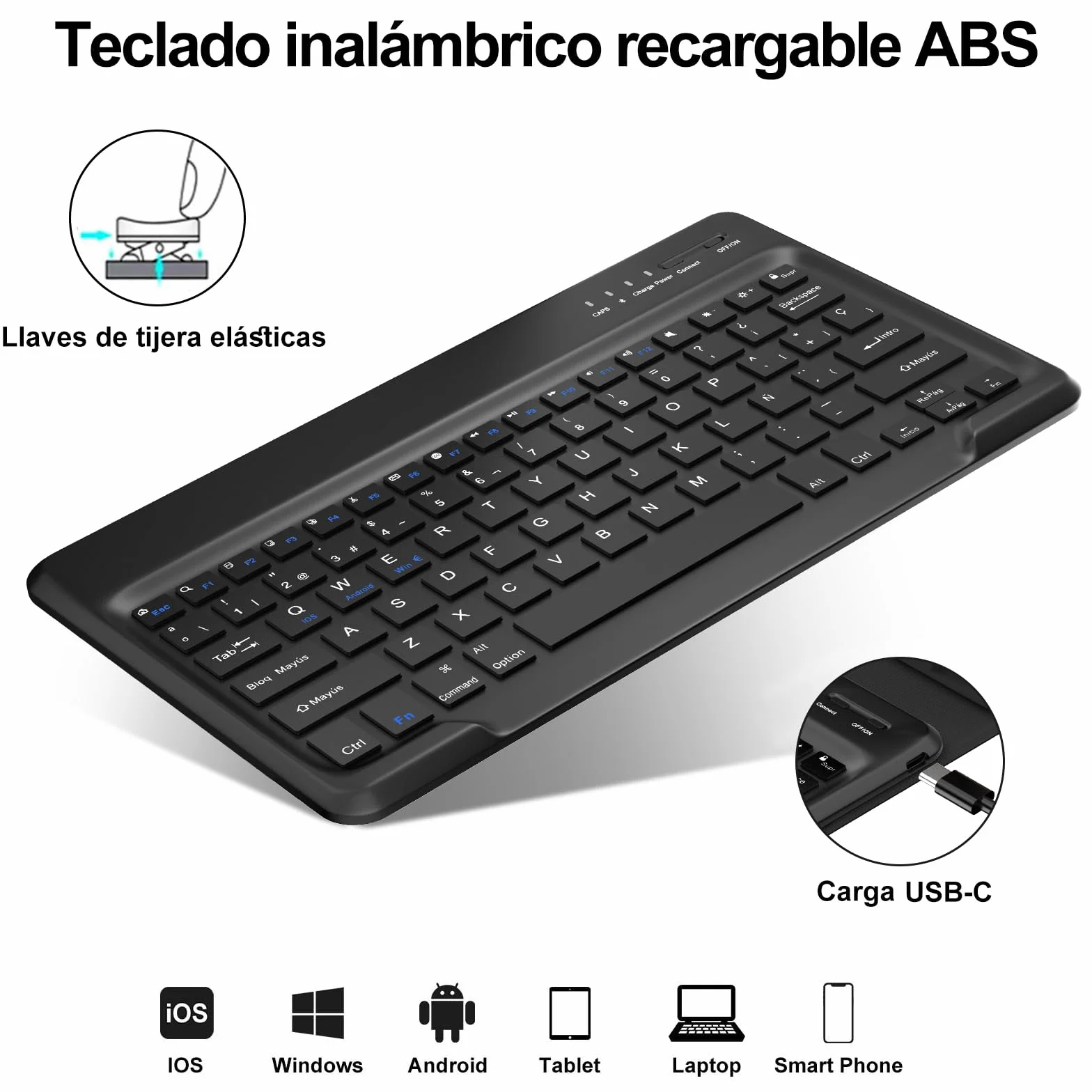 FOGARI Etui na klawiaturę iPad Pro 12,9 6. 2022/5th 2021/4. 2020/3rd Gen 2018, cienkie etui na laptopa z uchwytem na długopisy, hiszpańska bezprzewodowa odłączana klawiatura, czarny