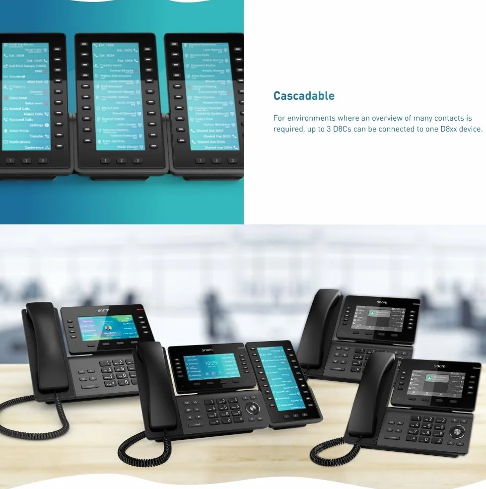Snom D8C moduł rozszerzający do telefonów stacjonarnych D8xx - kolorowy wyświetlacz TFT 6,8 z 60 programowalnymi przyciskami - USB Plug-and-Play do bezprzewodowego zarządzania telefonami w biurze