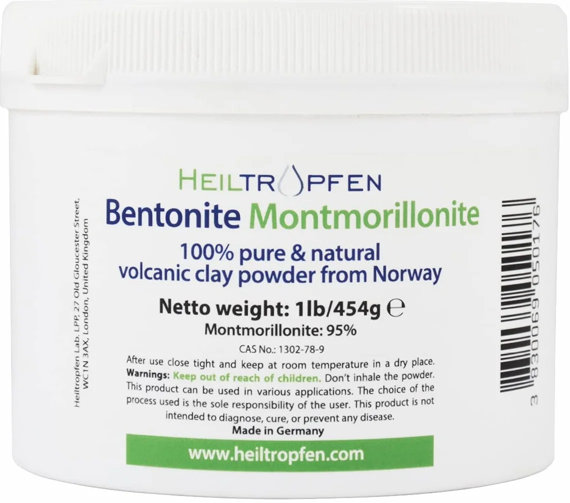 Bentonit Montmorylonit w proszku | 0,5 kg - 454 g | Ultra FINE | Zawartość Montmorylonitu 95% | Naturalny pył mineralny | Heiltropfen®