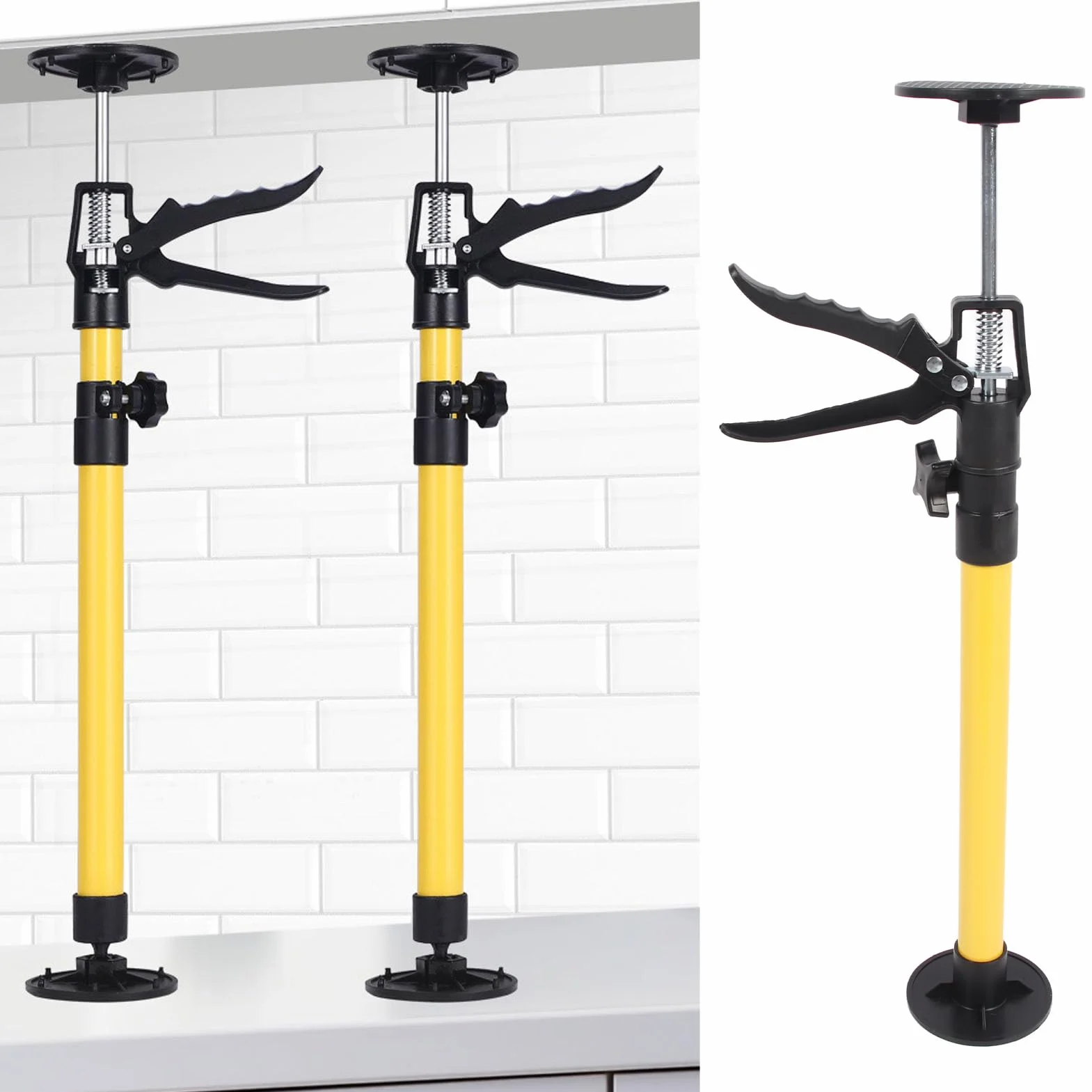 2 Zestawy Regulowanego Słupka Podporowego, Teleskopowe Podnośniki do Szafek o Długości od 50 do 115 Cm do Montażu Szafek, Podparcie do 40 Kg, System Podparcia Trzeciej Ręki,