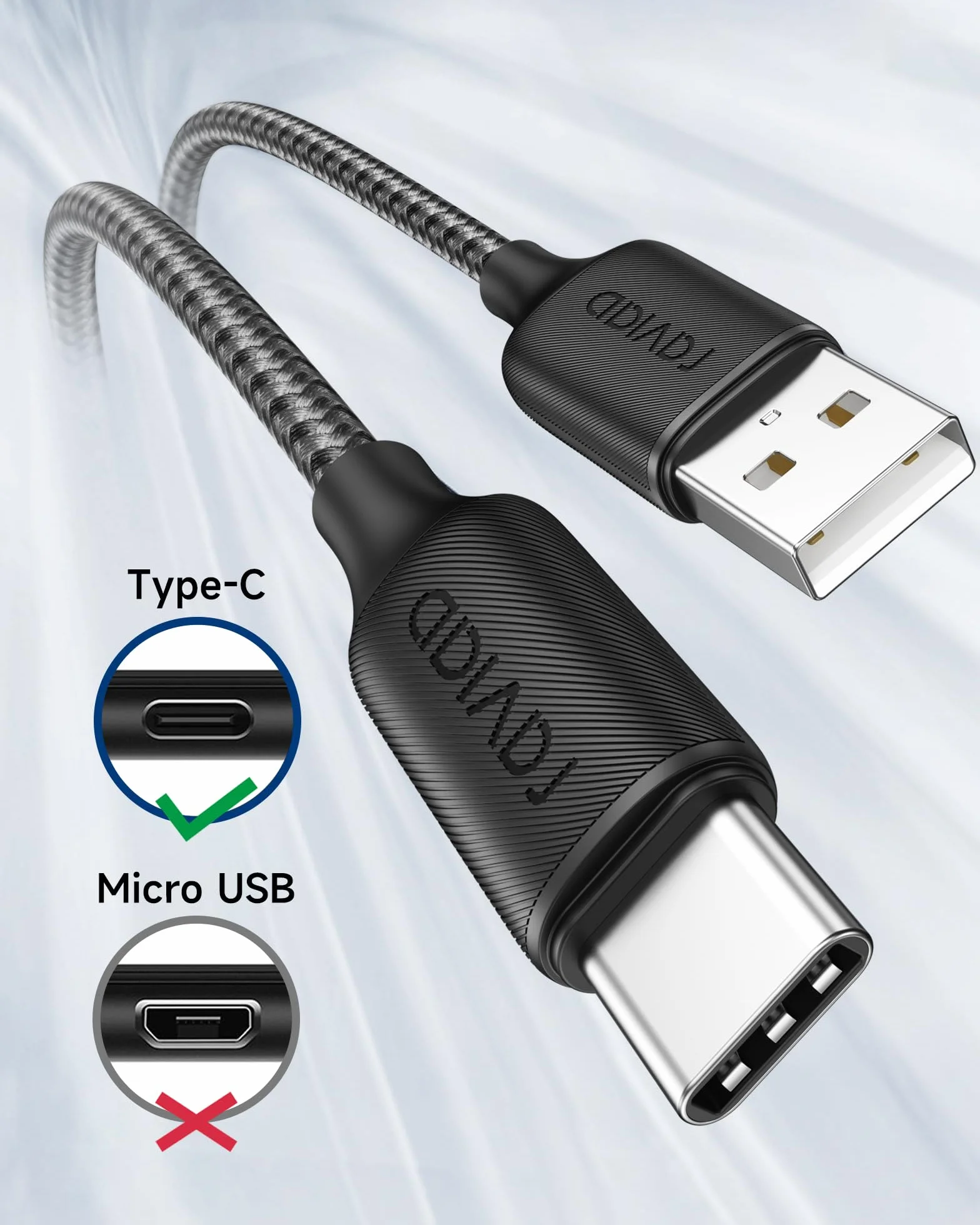 RAVIAD Kabel USB C 2 m szybkie ładowanie 3A nylonowy pleciony kabel typu C kompatybilny z iPhone 15/15 Pro/15 Pro Max, Samsung Galaxy S24/S23/S22/S21/S10, Note 20 10, Google Pixel - czarny