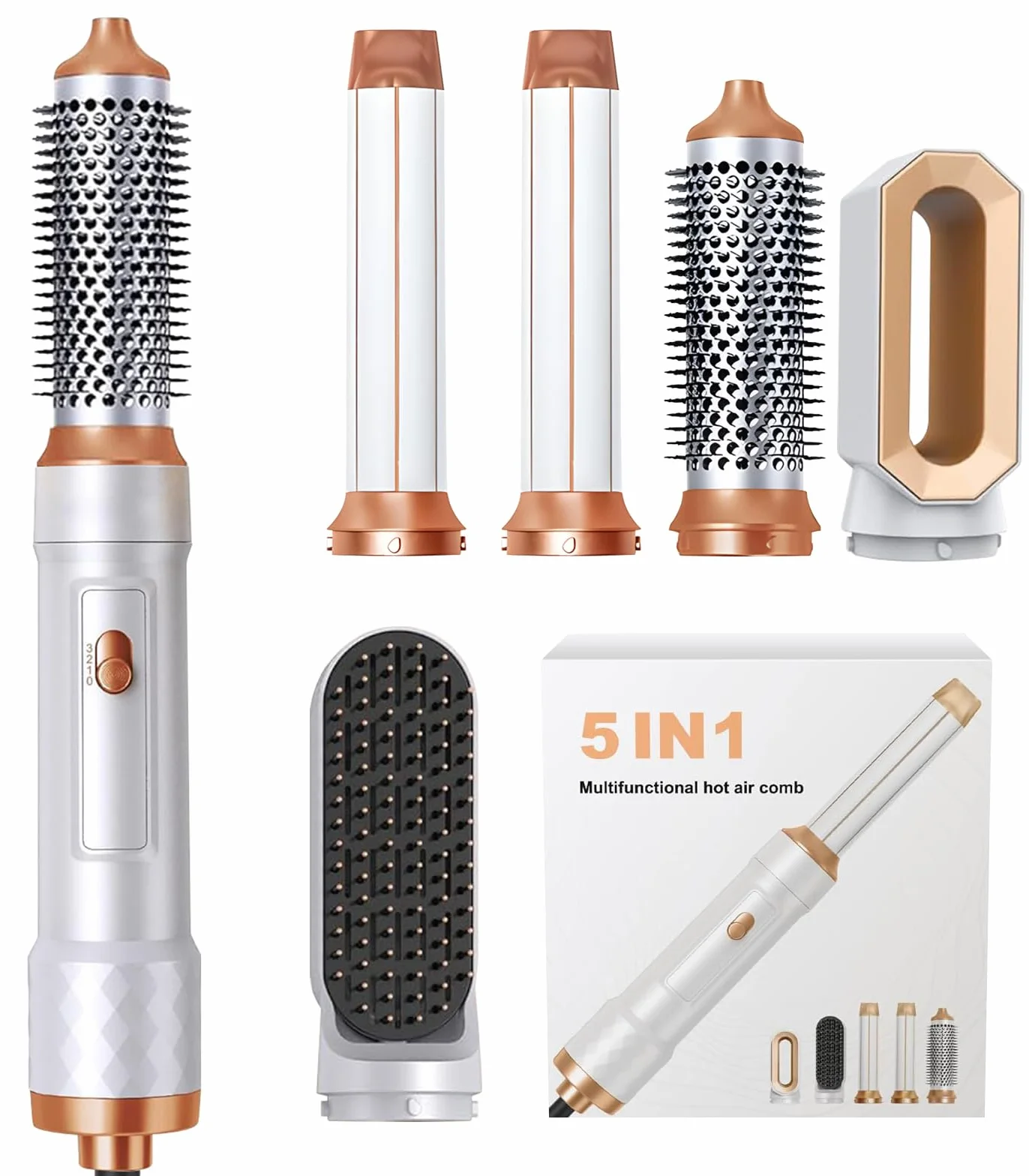 Zestaw szczotek z ciepłym powietrzem, 1000 W, minus Lonen, wielofunkcyjna lokówka do włosów z automatyczną lokówką, szczotka do prostowania włosów, szczotka termiczna dla kobiet, suszenie, prostowanie