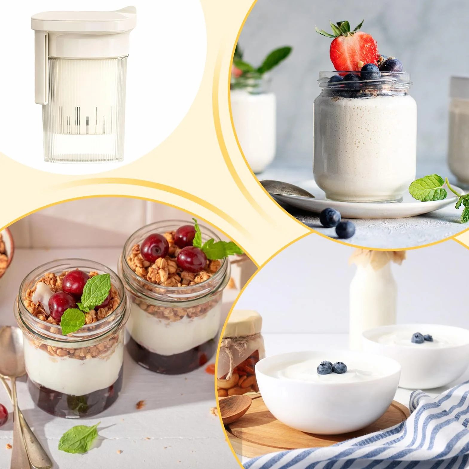 Yogurt Strainer Fine Mesh Filter Reusable Cloth Bag Multipurpose Kitchen Tool 16.3cm White