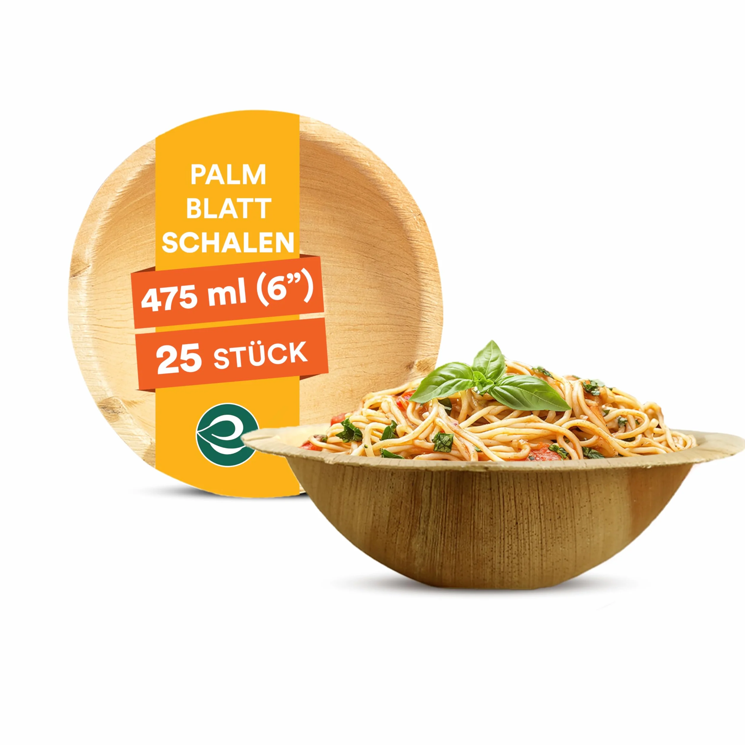 ECO SOUL 100% duże kompostowalne miski z liści palmowych 16 uncji [opakowanie 25] Jednorazowe miski deserowe w stylu bambusa I Odporna ekologicznie wytrzymała miska I 6 cali