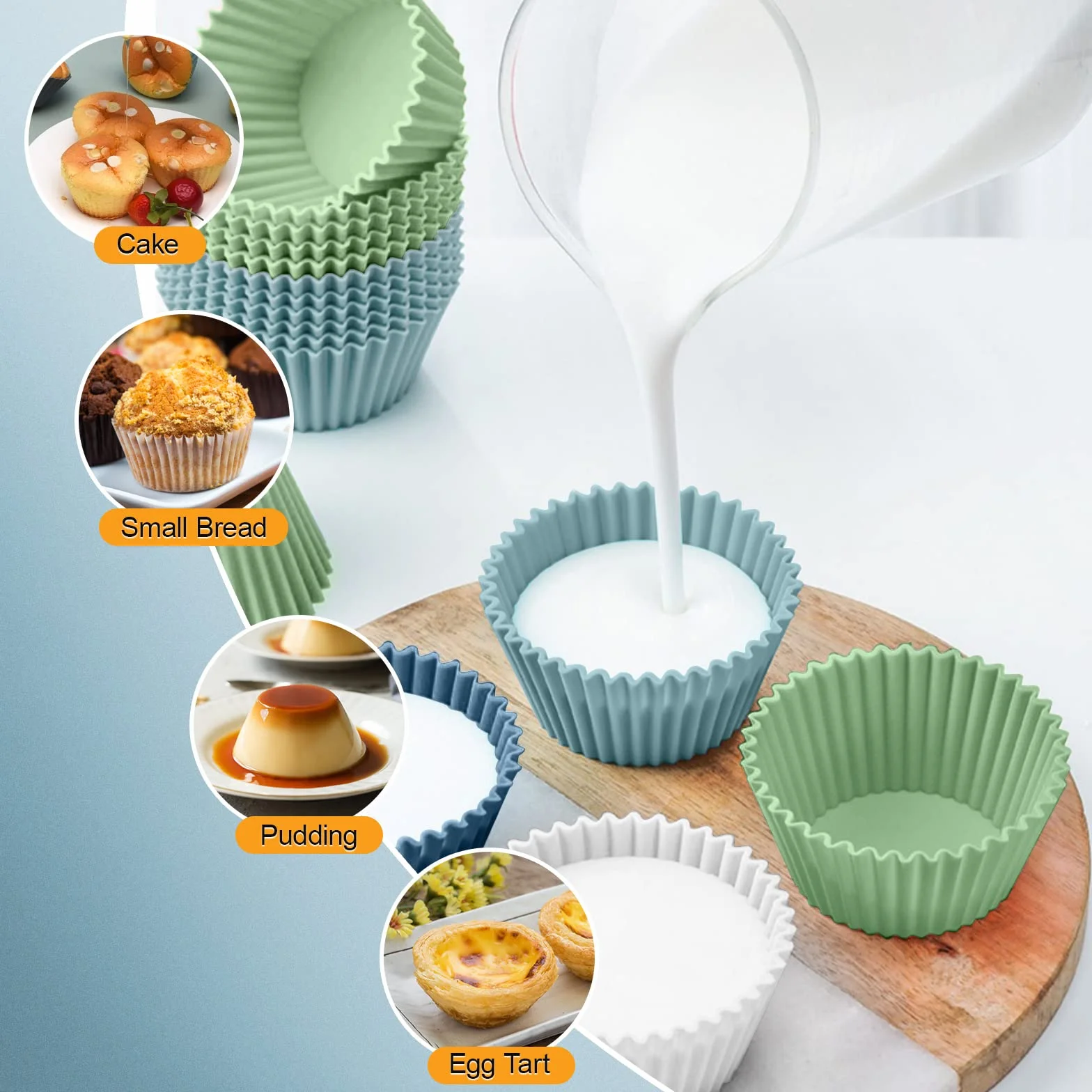 Silikonowe formy do muffinek 24 opakowania bez BPA wielokrotnego użytku