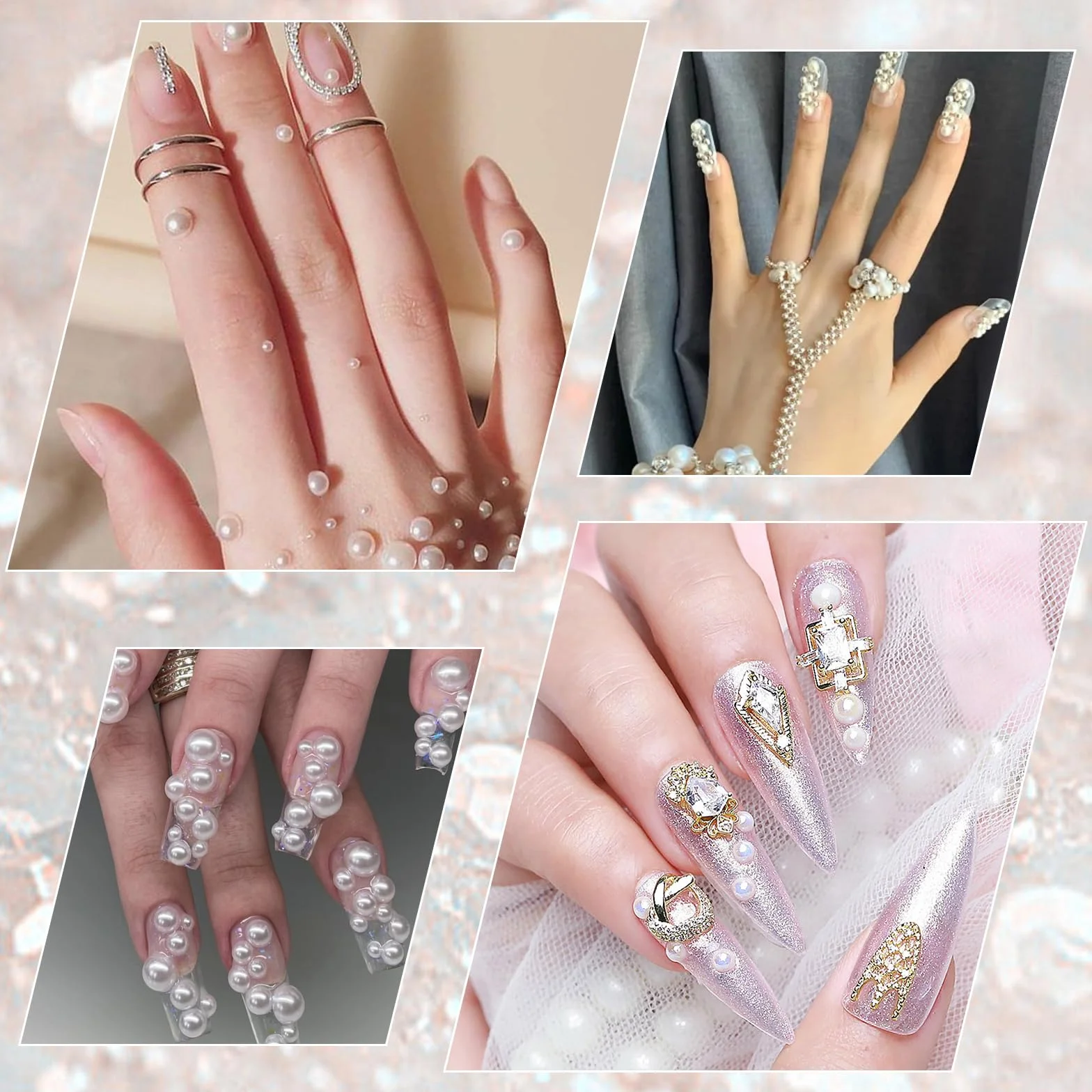 YuxianLB 2 pudełka Nail Art Charms koraliki do paznokci kamienie do paznokci płaski tył perełki małe złote srebrne stalowe kulki biżuteria do paznokci żelowych Caviar Beads do zdobienia paznokci