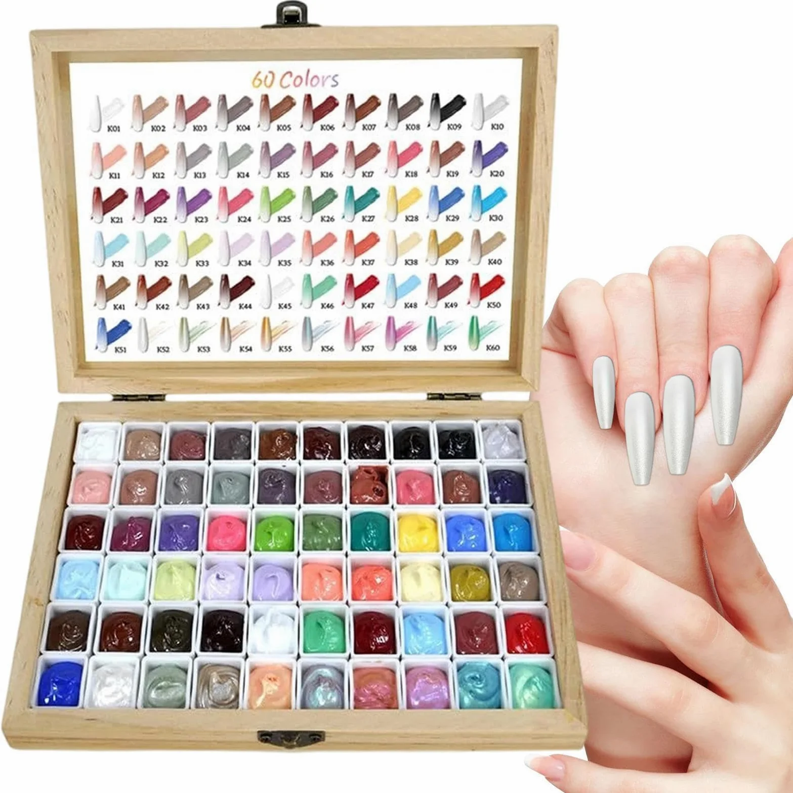 Pat Żel 60-kolorowe akcesoria manicure | Żel Do Wklepywania Z Efektem Różowego Cieniowania Do Domu, Salonu, Imprez, Ślubów, Wakacji, Dla Początkujących,