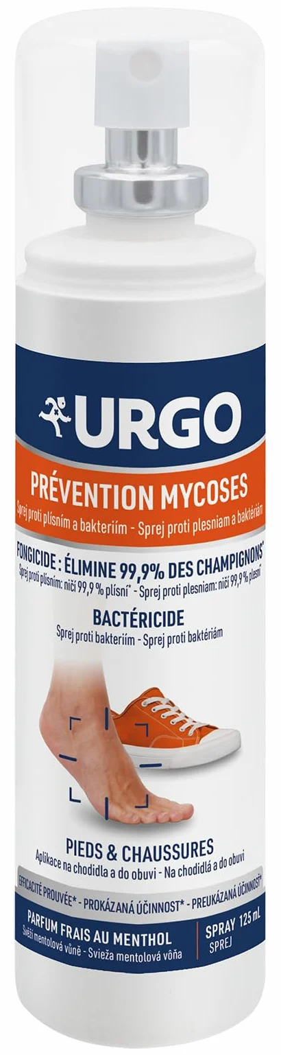 URGO Spray Zapobieganie grzybicom - Odprowadza i chroni stopy i buty - Zapach mentolowy - od 3 lat - 125ml