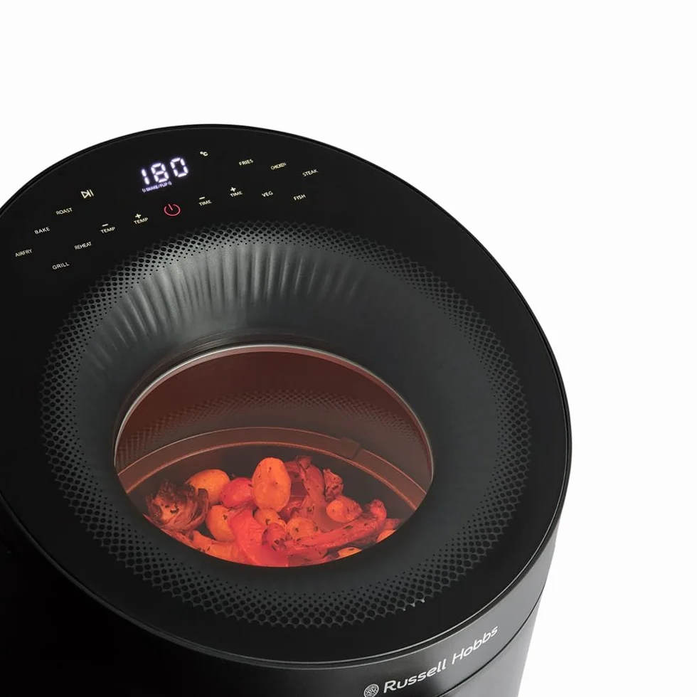 Russell Hobbs Frytkownica beztłuszczowa 5L [10 programów | z okienkiem] Air Fryer (frytkownica bez oleju, grillowanie, pieczenie, max. 200°C, można myć w zmywarce) SatisFry Panoramic Czarny 27420-56