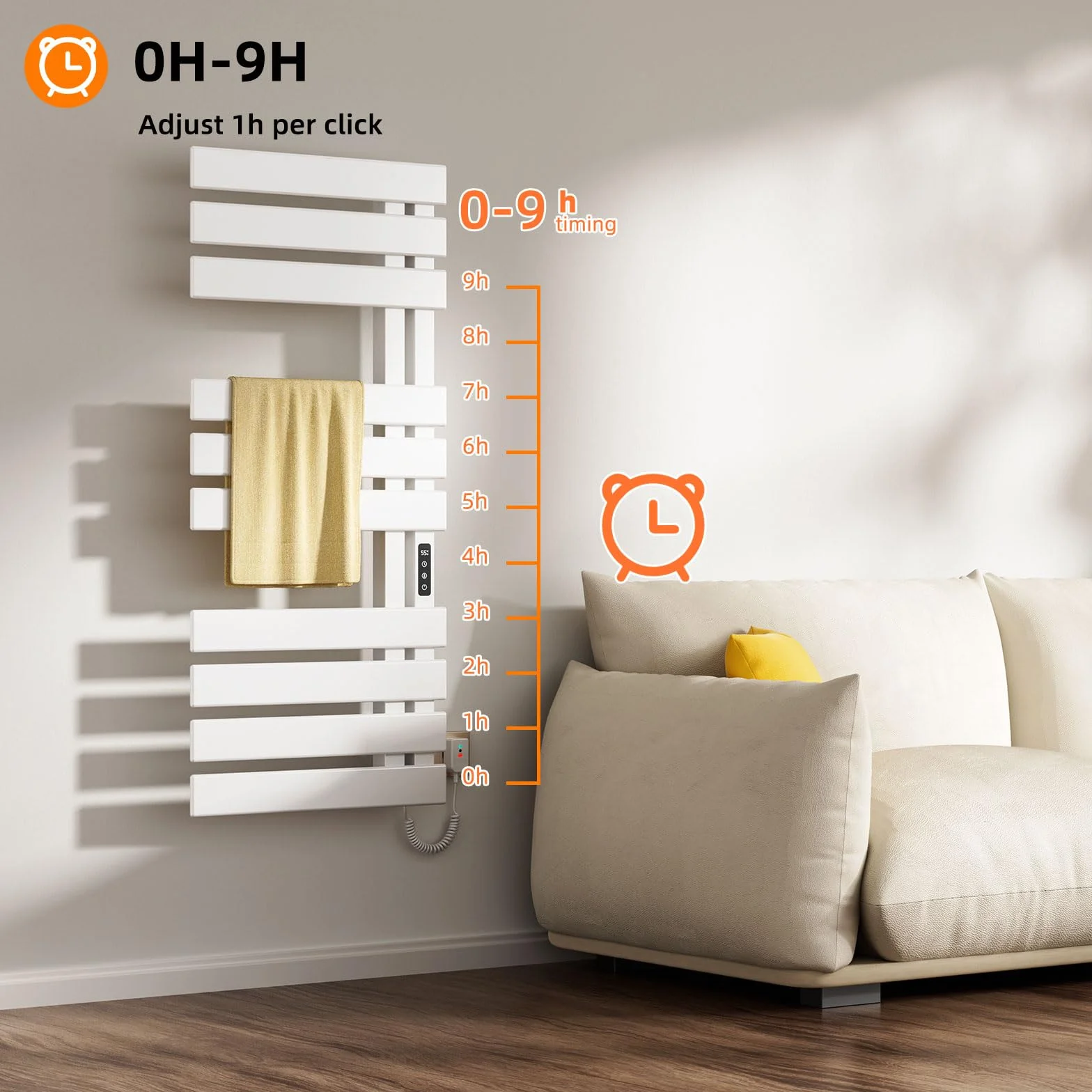 Elektryczny wieszak na ręczniki WiFi Smart Thermostat czarny 500x1100mm do Alexa i Google Home