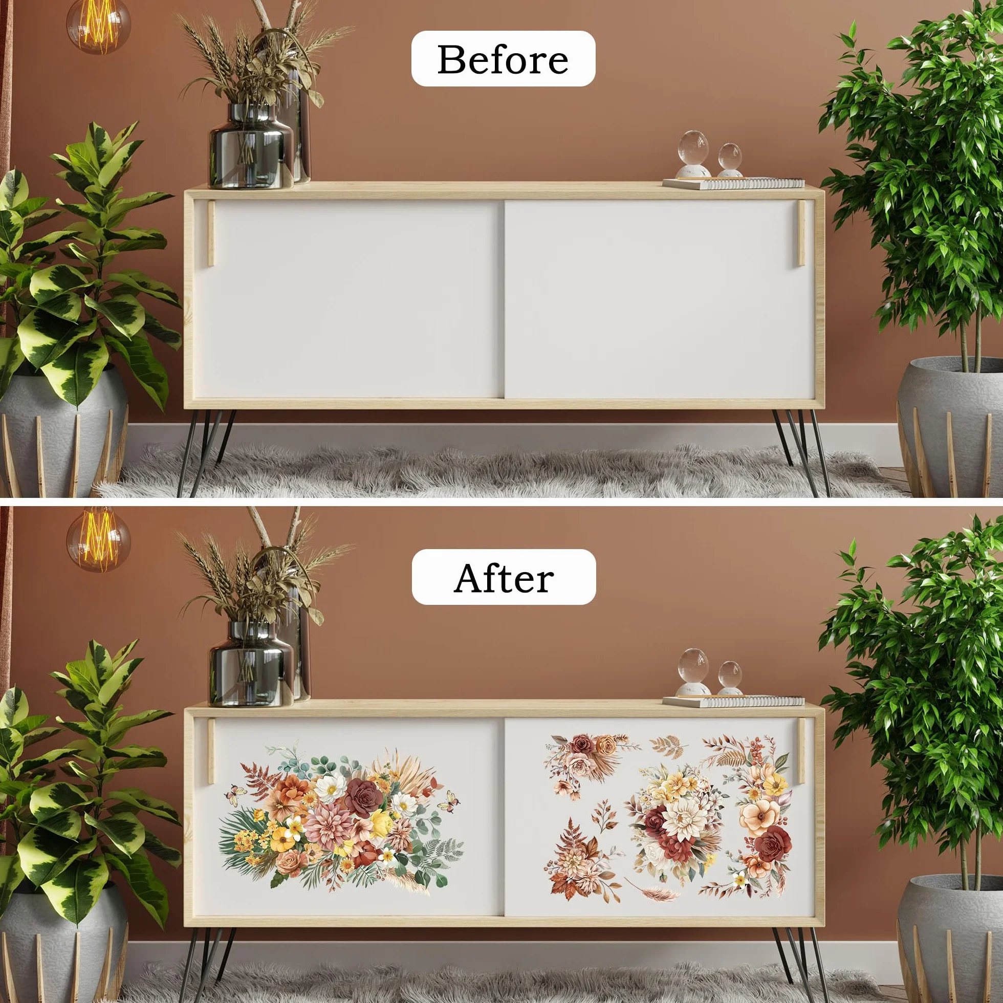 Joeyan Boho Transfery i naklejki do szorowania mebli DIY 43 x 30 cm x 2