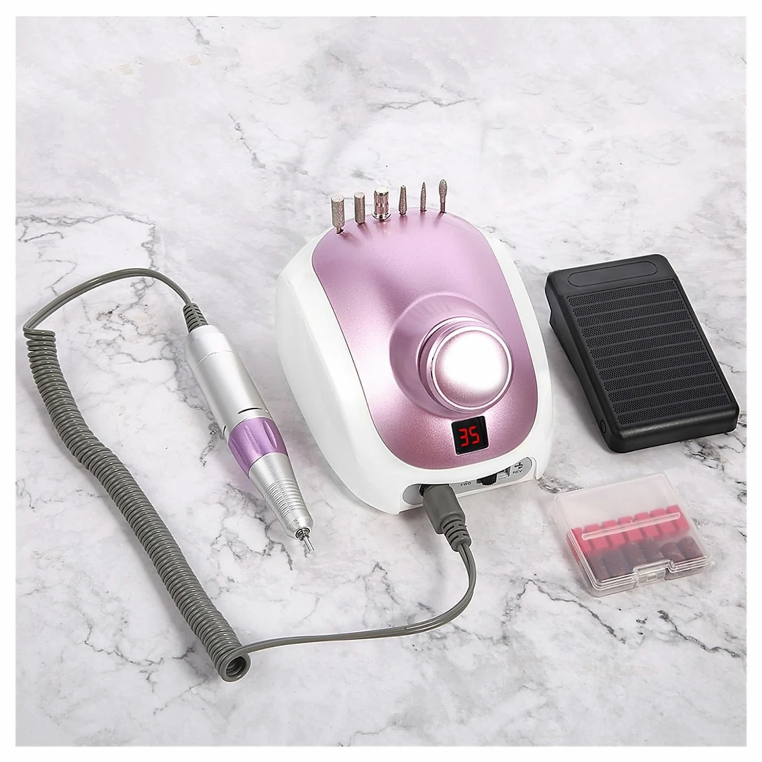 Szlifierka do paznokci, Elektryczna wiertarka do paznokci, 35000 obr./min profesjonalna maszyna do manicure, frez do Manicure Pedicure, akcesoria narzędzie do paznokci