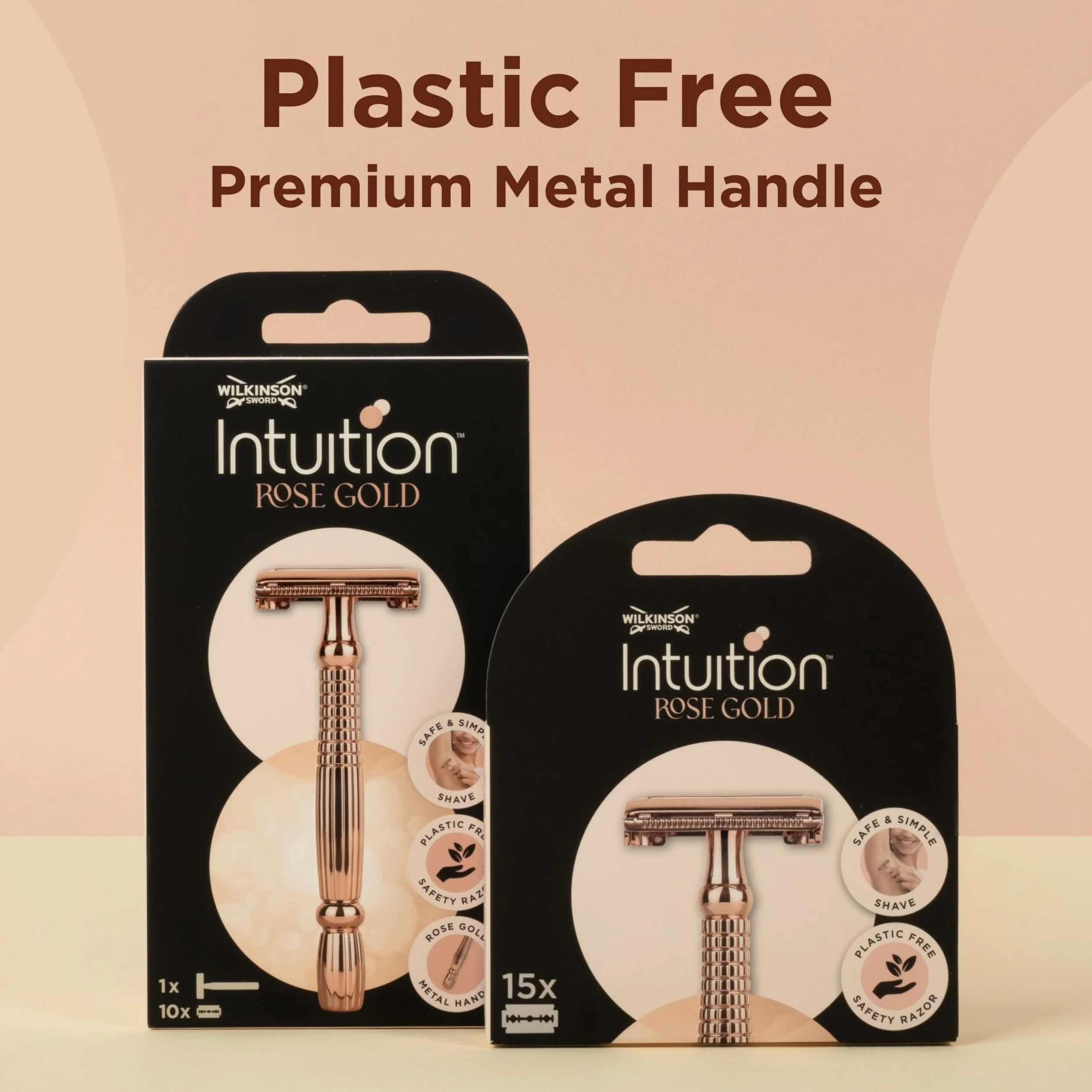 Wilkinson Sword - Razor Intuition Rose Gold - Kobiece usuwanie włosów - Opakowanie z 1 maszynką do golenia i 10 głowicami