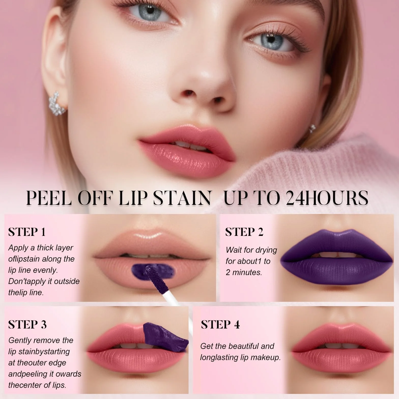 Prreal Zestaw 3 szt. peel off Lip Liner Stainstain, matowe wykończenie konturówki do ust, wodoodporny, długotrwały, nieprzywierający