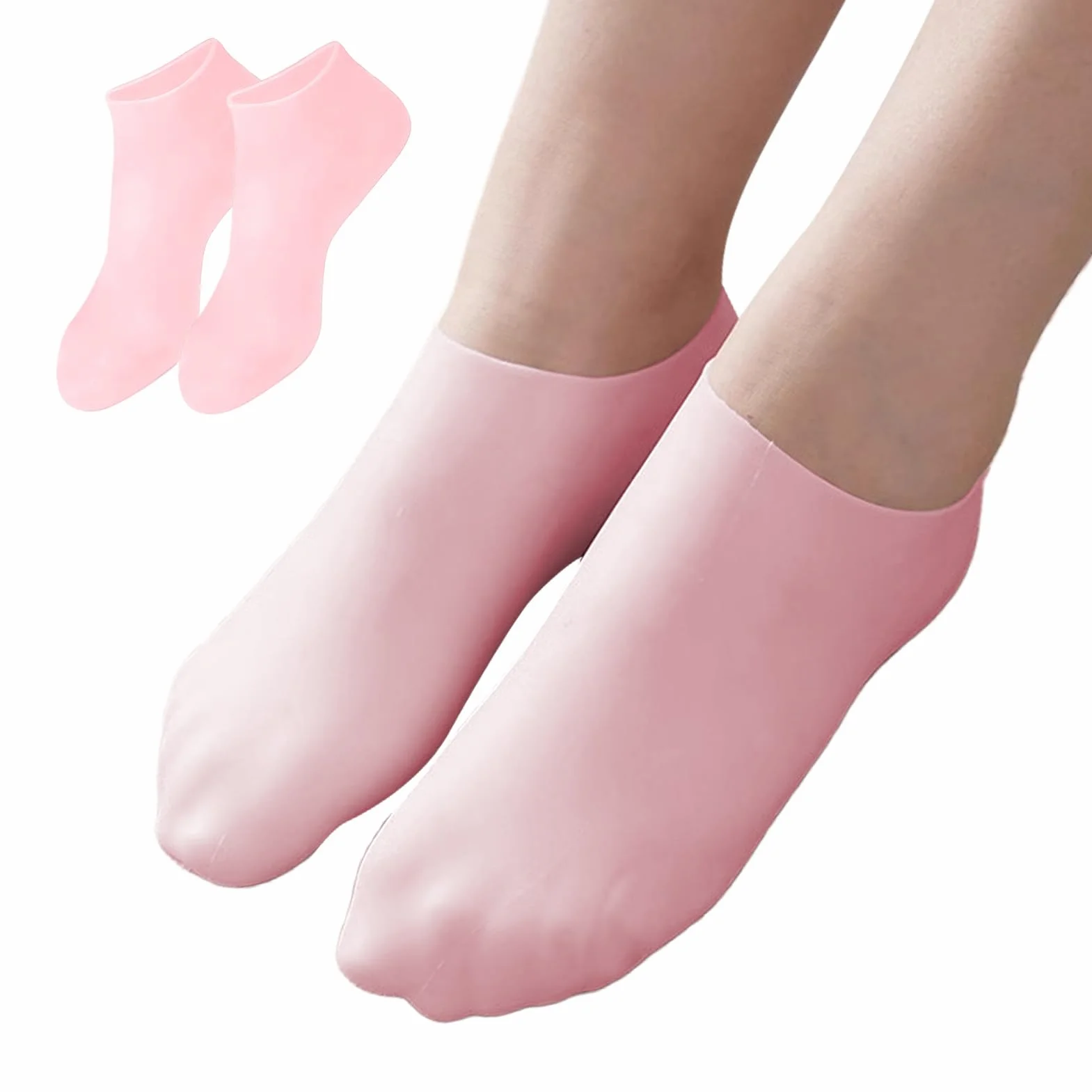 Silicone Socks for Dry Cracked Feet, Breathable Skin-Friendly U-Shape Heel Covers, Soft Spa Foot Care for Cracked Heels, Ideal for Family, Friends, Colleagues
