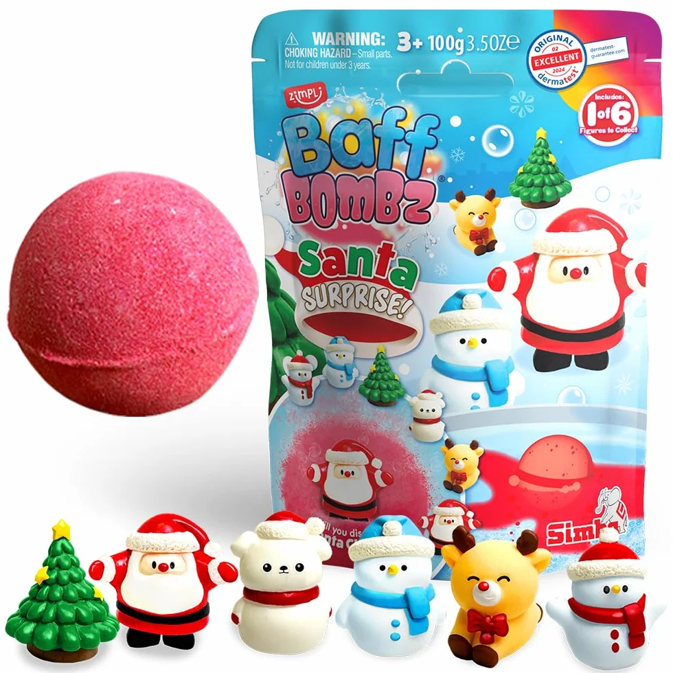 ZIMPLI duża kula do kąpieli Santa Surprise 6 zabawek Baff Bomb zabawka do kąpieli dla dzieci prezent